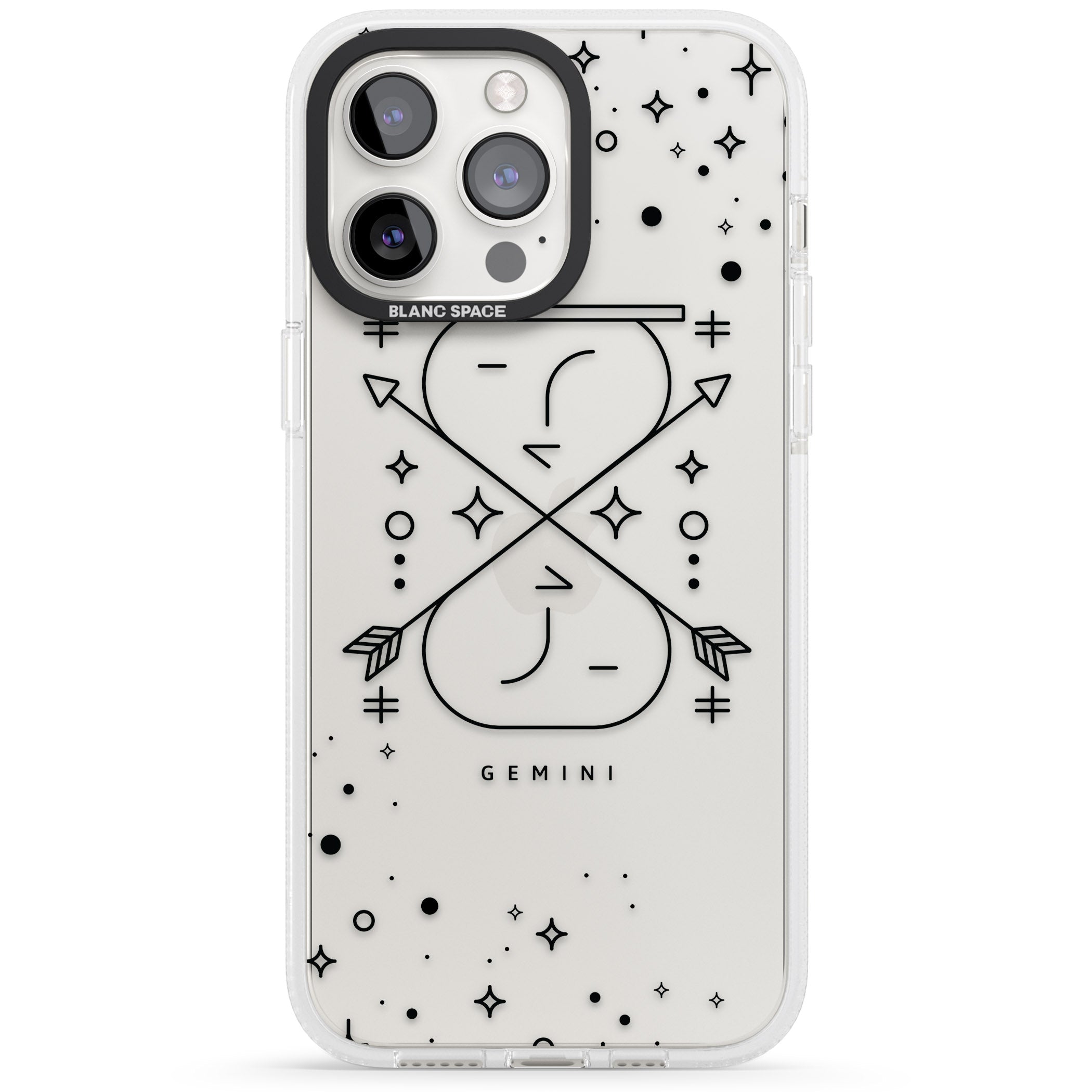 Gemini Emblem - Transparent Design iPhone 15 Pro Max / 15 Pro / 14 Pro Max / 14 Pro / 13 Pro Clear Case Impact Air - Blanc Space