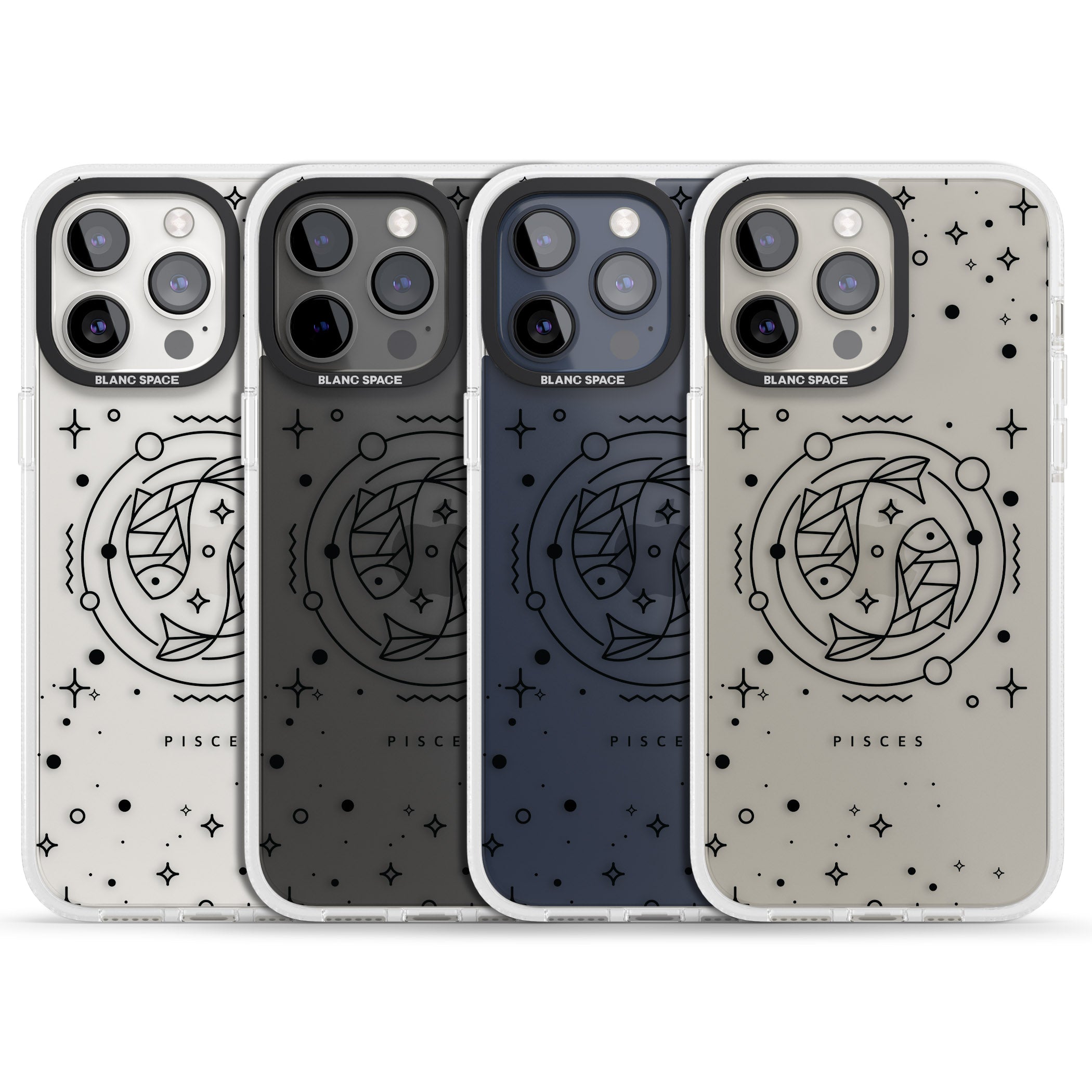 Pisces Emblem - Transparent Design iPhone 15 Pro Max / 15 Pro / 14 Pro Max / 14 Pro / 13 Pro Clear Case Impact Air - Blanc Space