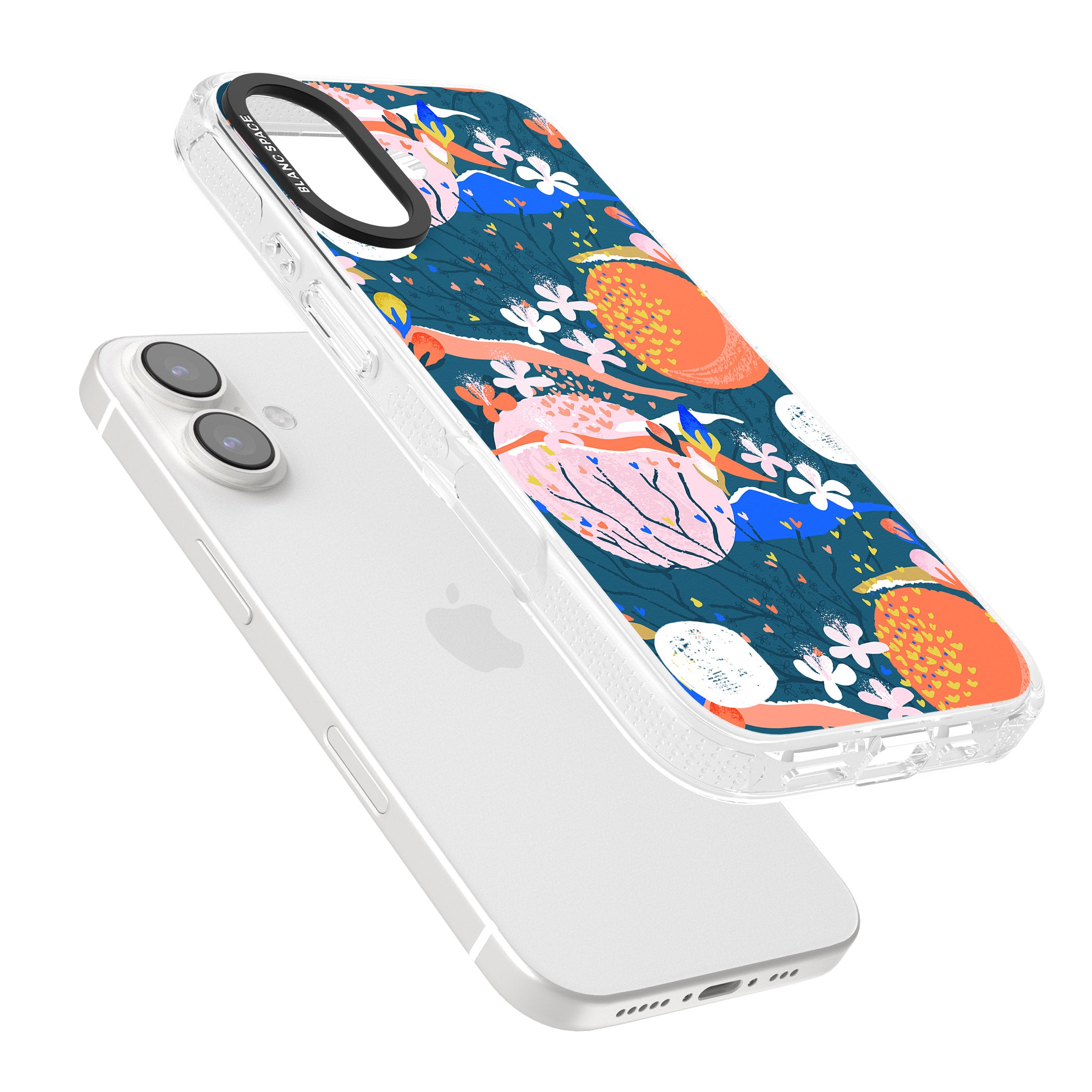 Bright Circles Abstract iPhone 16 / 16 Plus Clear Case Impact Air - Blanc Space