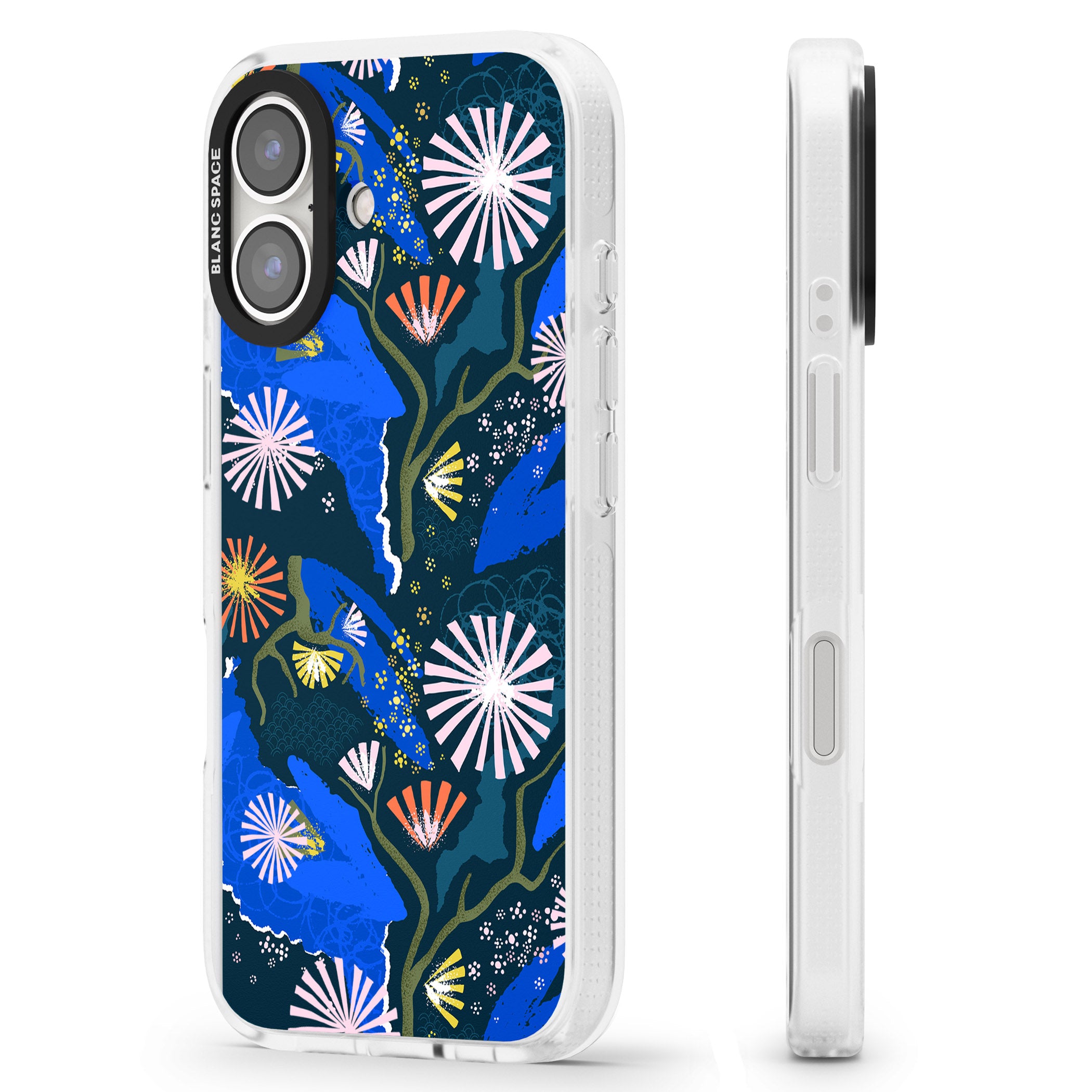 Dark Botanicals Abstract Pattern iPhone 16 / 16 Plus Clear Case Impact Air - Blanc Space