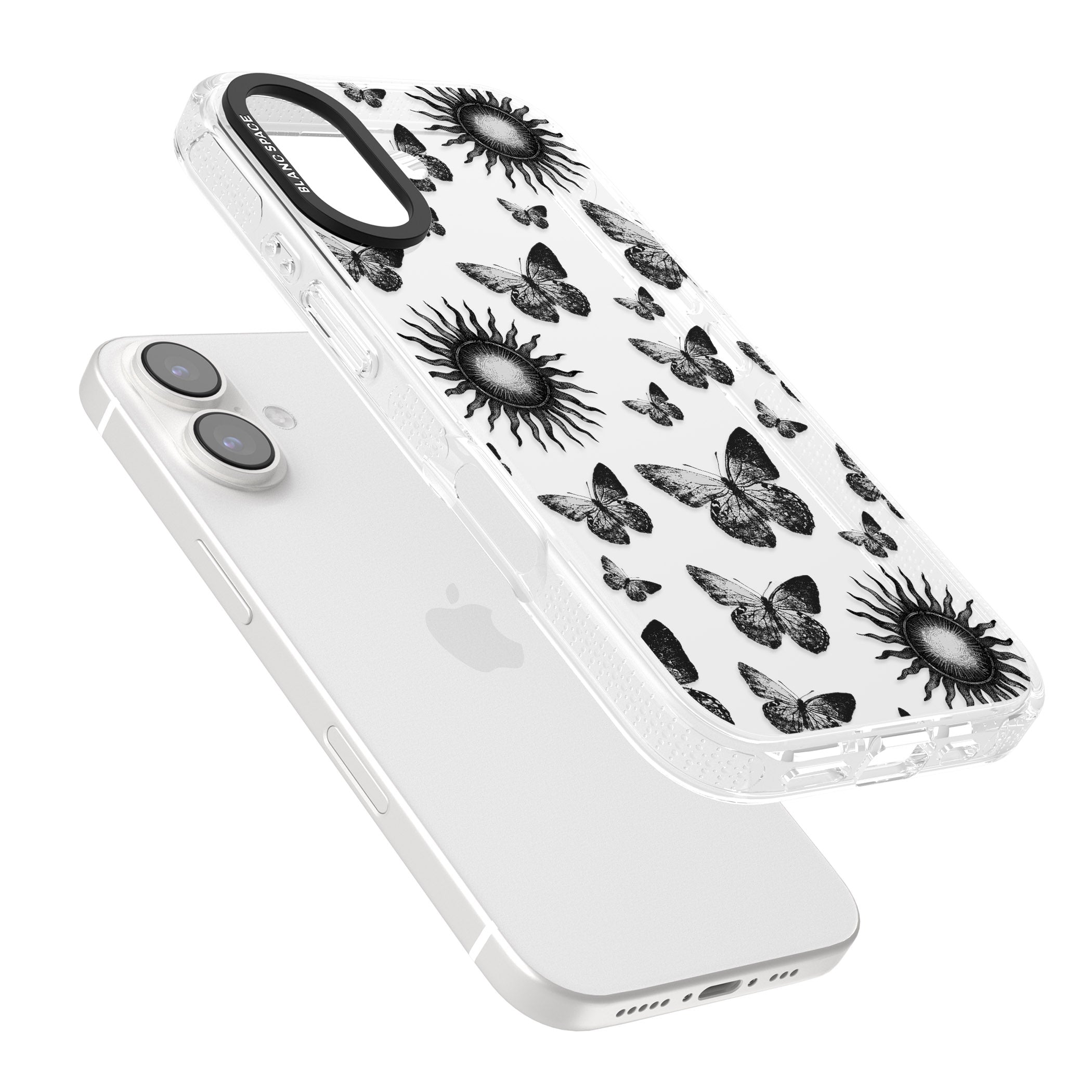 Butterflies & Suns iPhone 16 / 16 Plus Clear Case Impact Air - Blanc Space