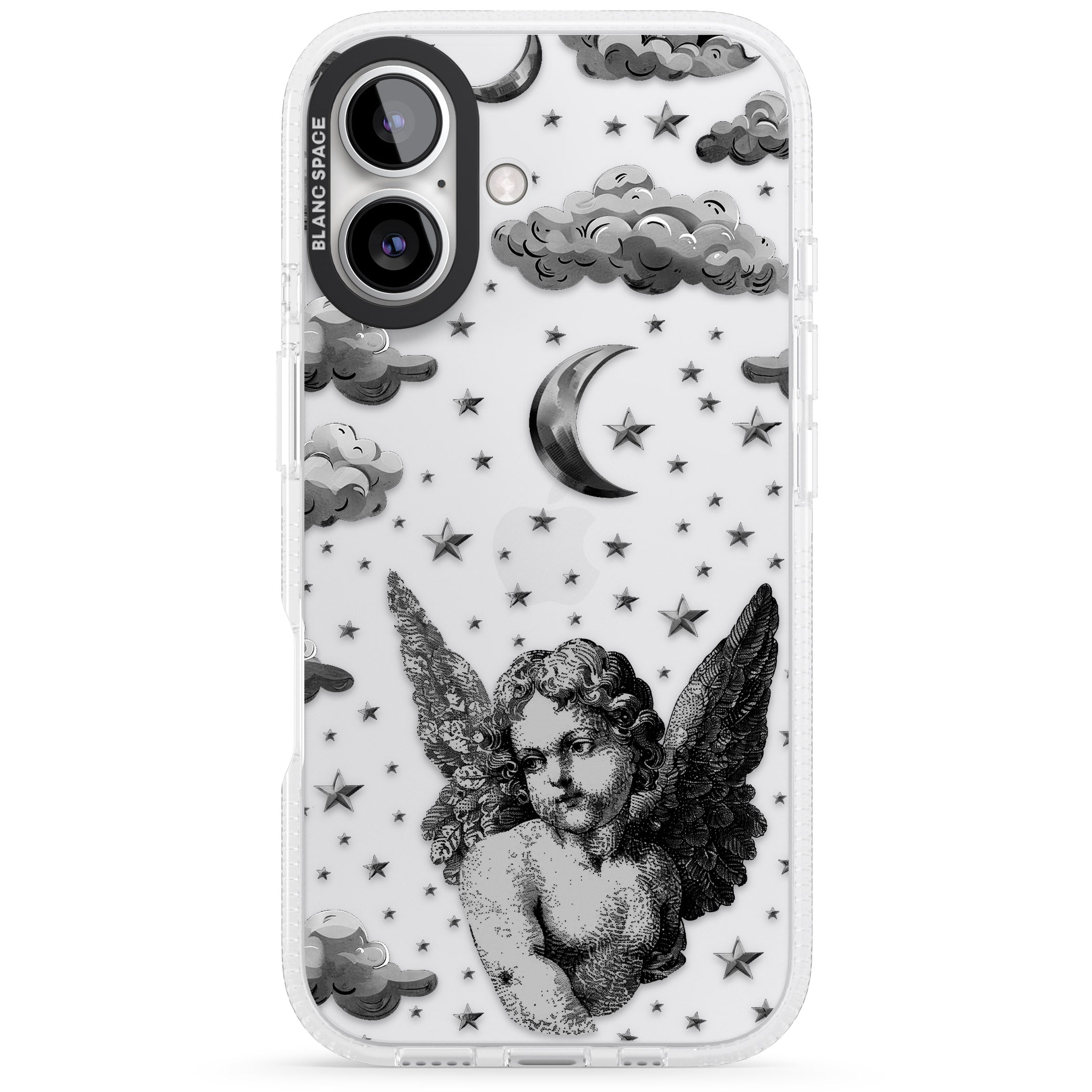 Celestial Cherub iPhone 16 / 16 Plus Clear Case Impact Air - Blanc Space