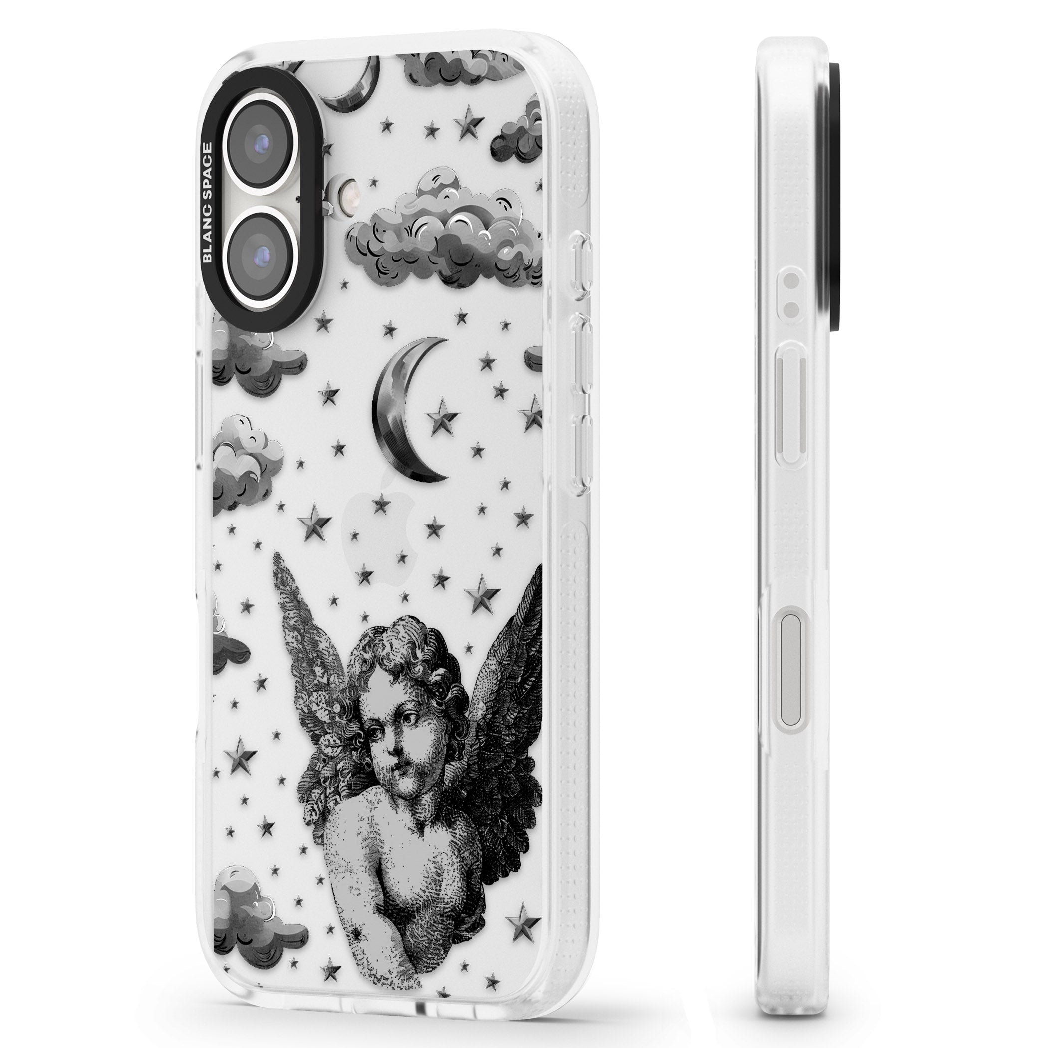 Celestial Cherub iPhone 16 / 16 Plus Clear Case Impact Air - Blanc Space