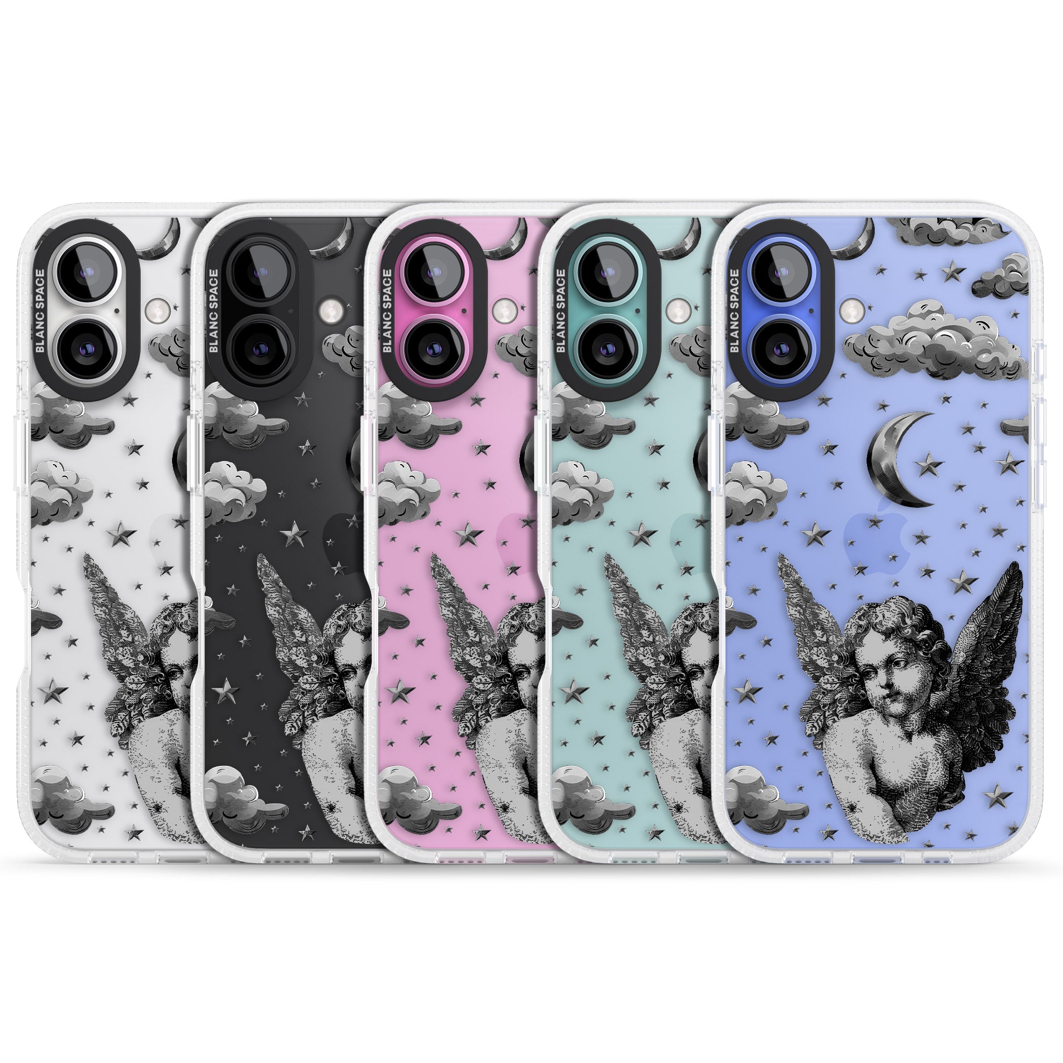 Celestial Cherub iPhone 16 / 16 Plus Clear Case Impact Air - Blanc Space