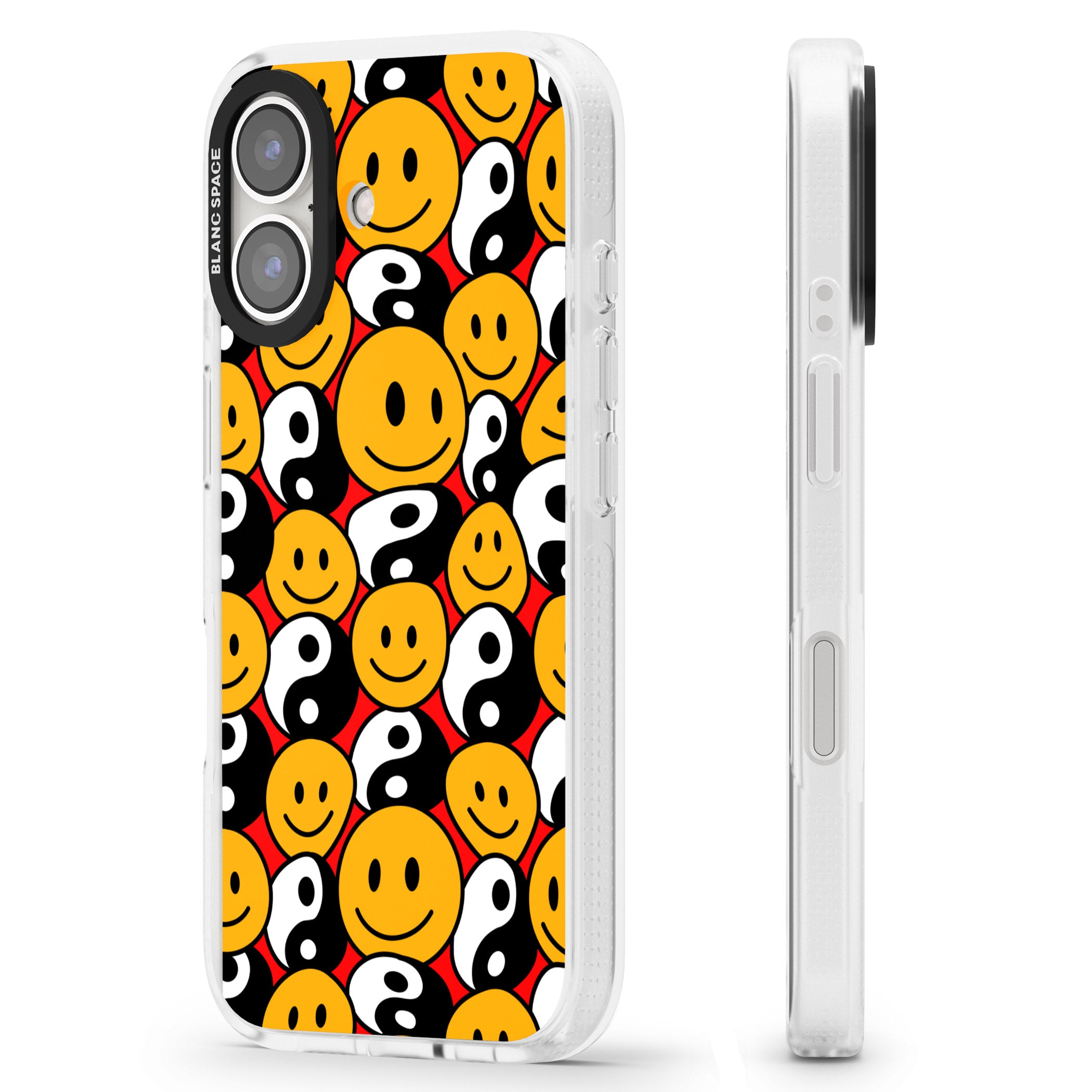 Yin Yang & Faces iPhone 16 / 16 Plus Clear Case Impact Air - Blanc Space