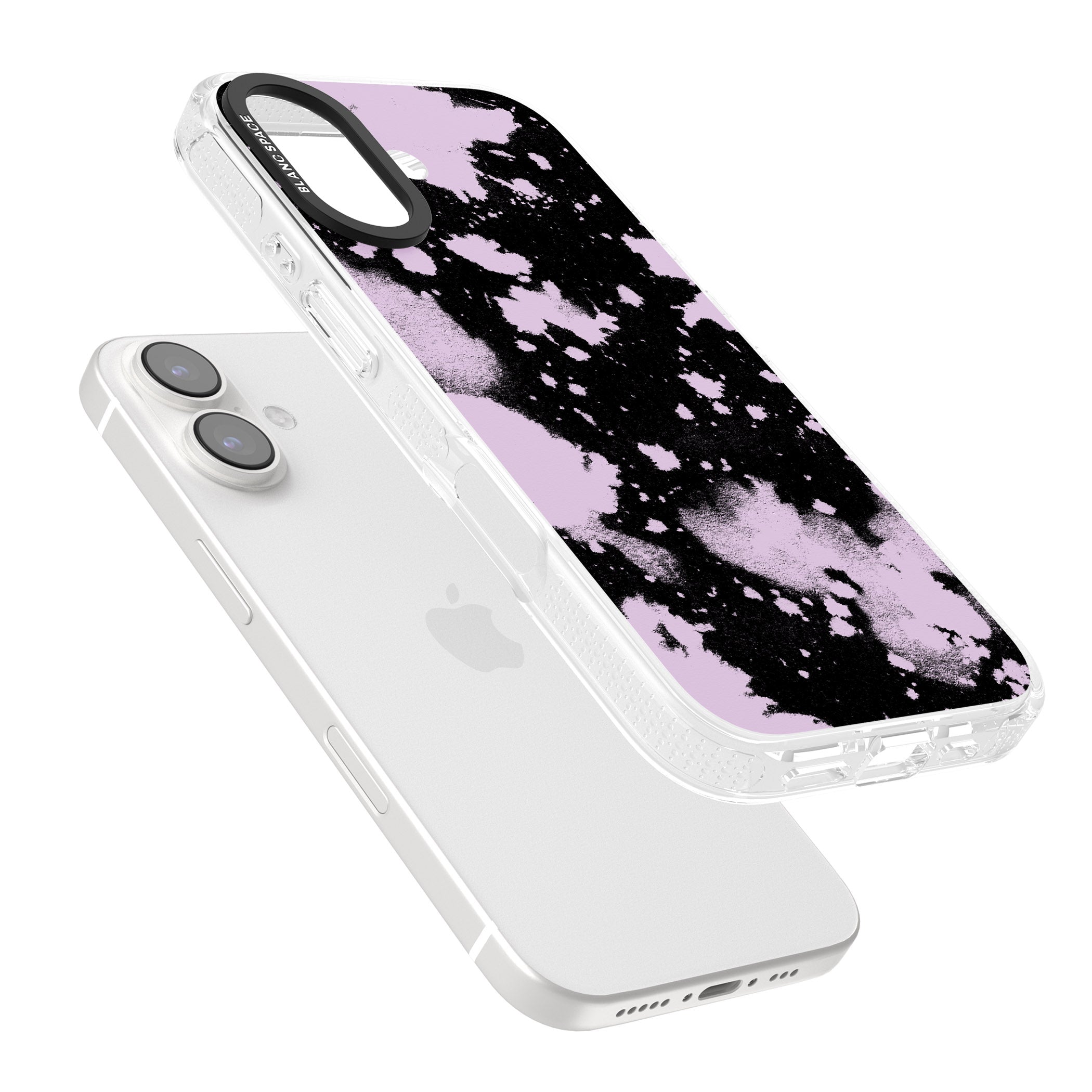 Pink & Black Acid Wash Tie-Dye iPhone 16 / 16 Plus Clear Case Impact Air - Blanc Space