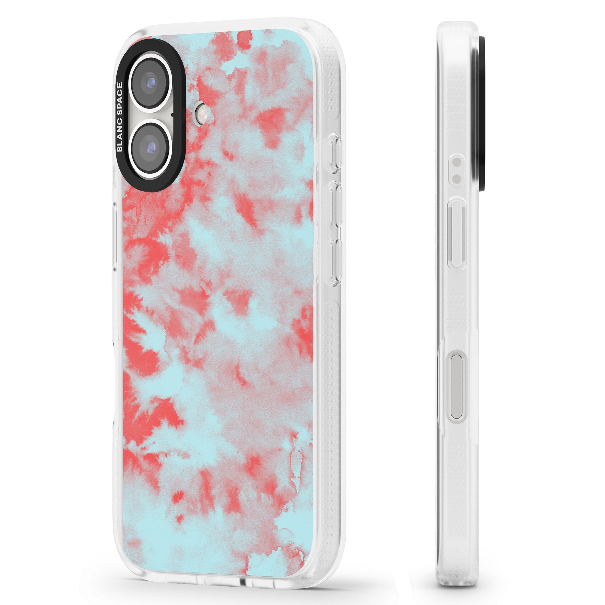 Red & Blue Acid Wash Tie-Dye Pattern iPhone 16 / 16 Plus Clear Case Impact Air - Blanc Space