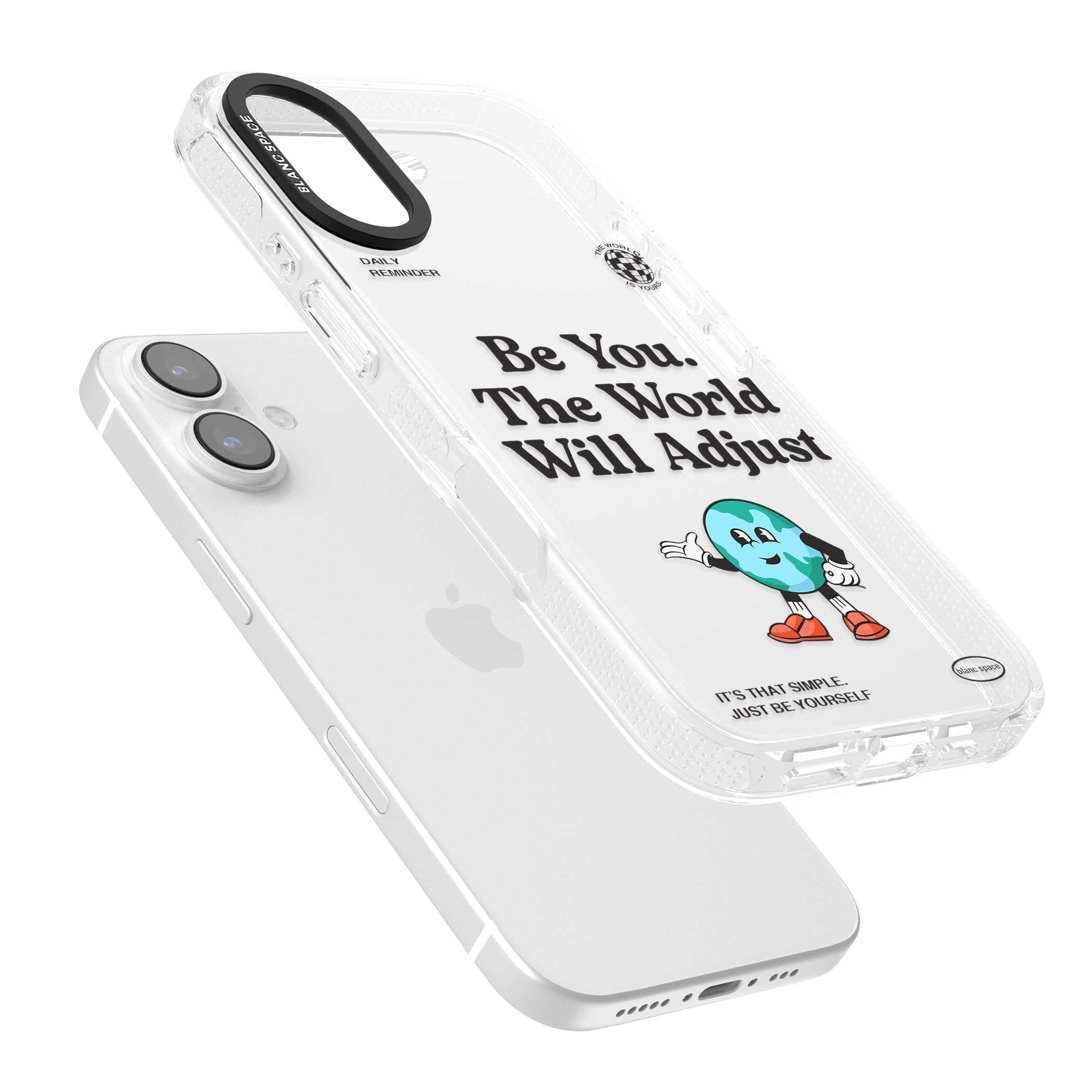 Be You. The World Will Adjust iPhone 16 / 16 Plus Clear Case Impact Air - Blanc Space