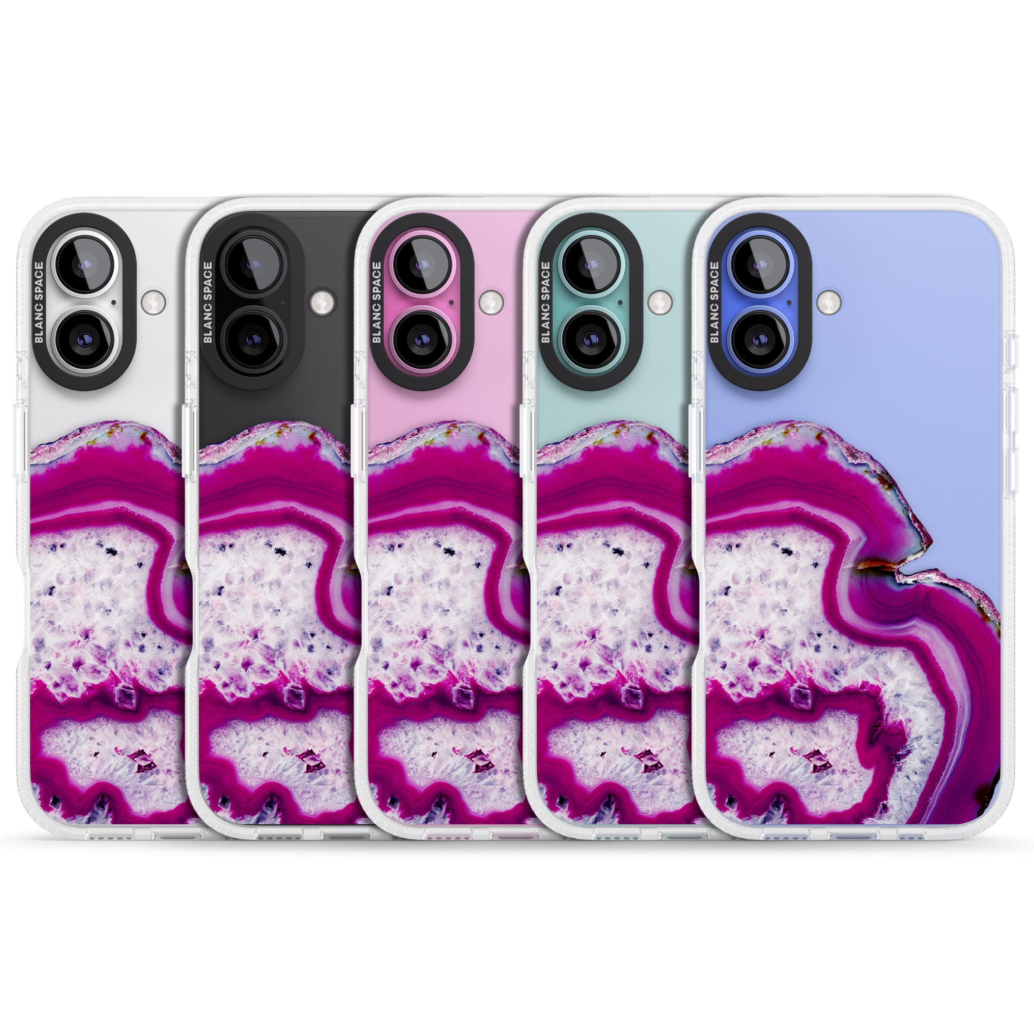 Violet & White Swirl Agate Crystal Clear Design iPhone 16 / 16 Plus Clear Case Impact Air - Blanc Space