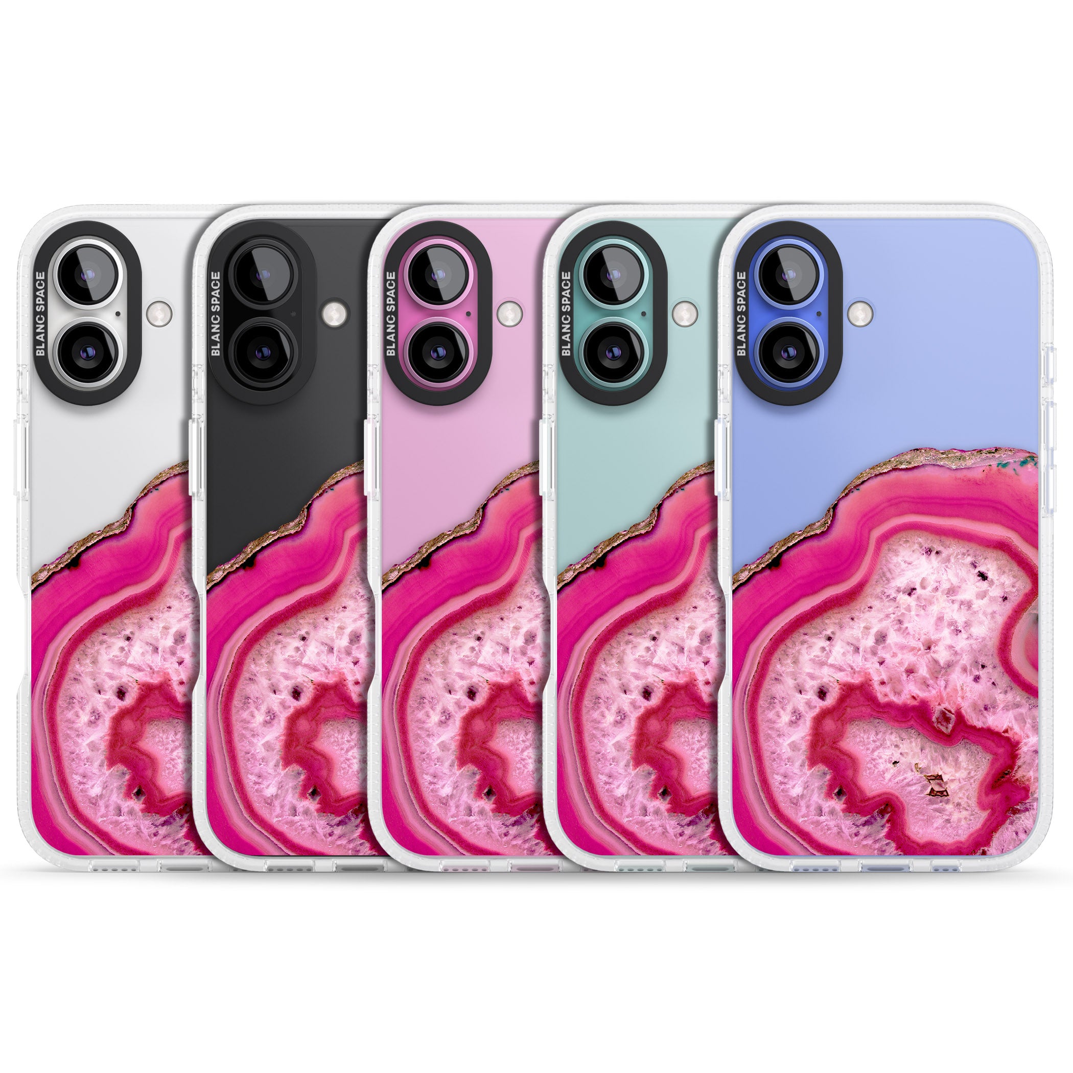 Bright Pink Gemstone Crystal Clear Design iPhone 16 / 16 Plus Clear Case Impact Air - Blanc Space