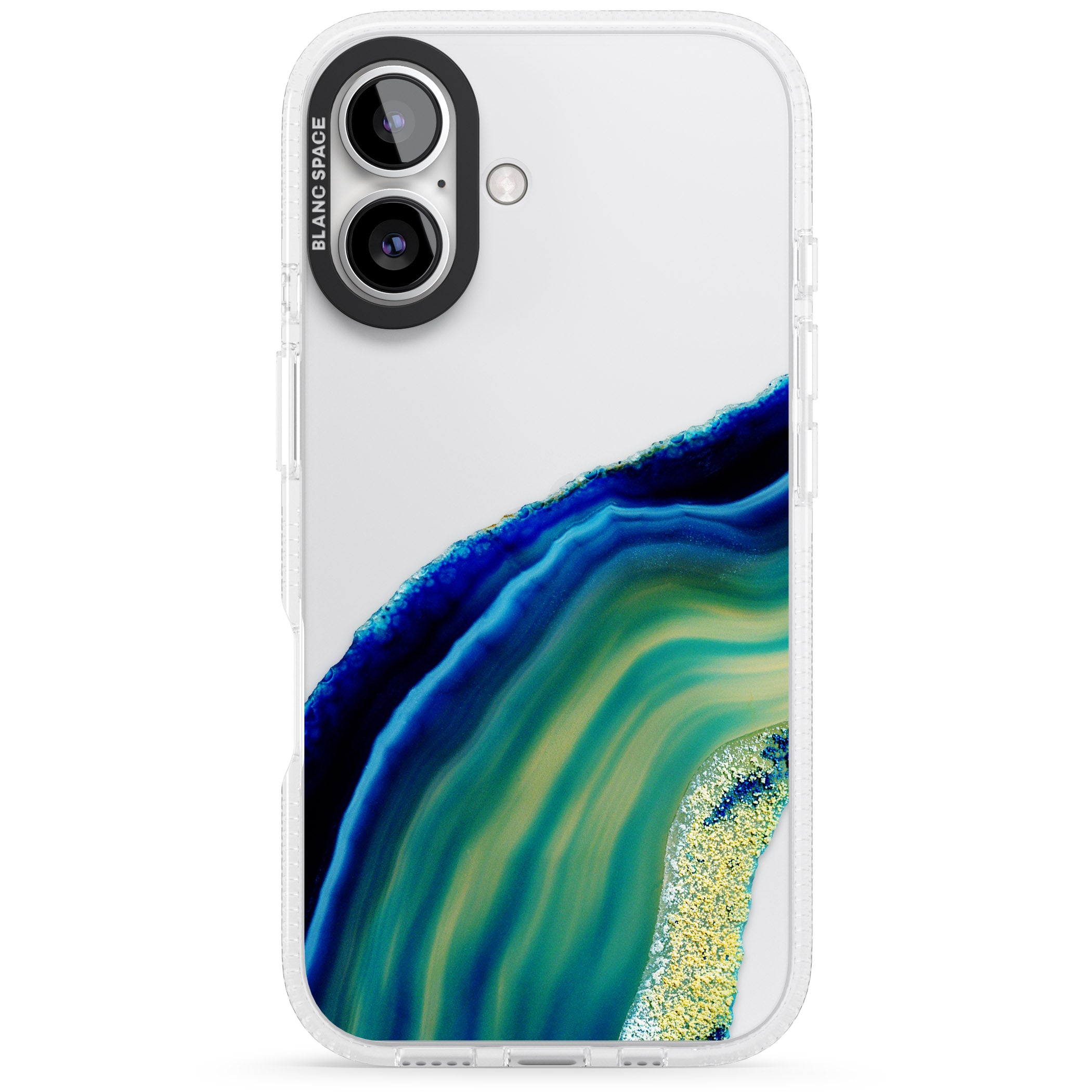 Green & Blue Gemstone Crystal iPhone 16 / 16 Plus Clear Case Impact Air - Blanc Space