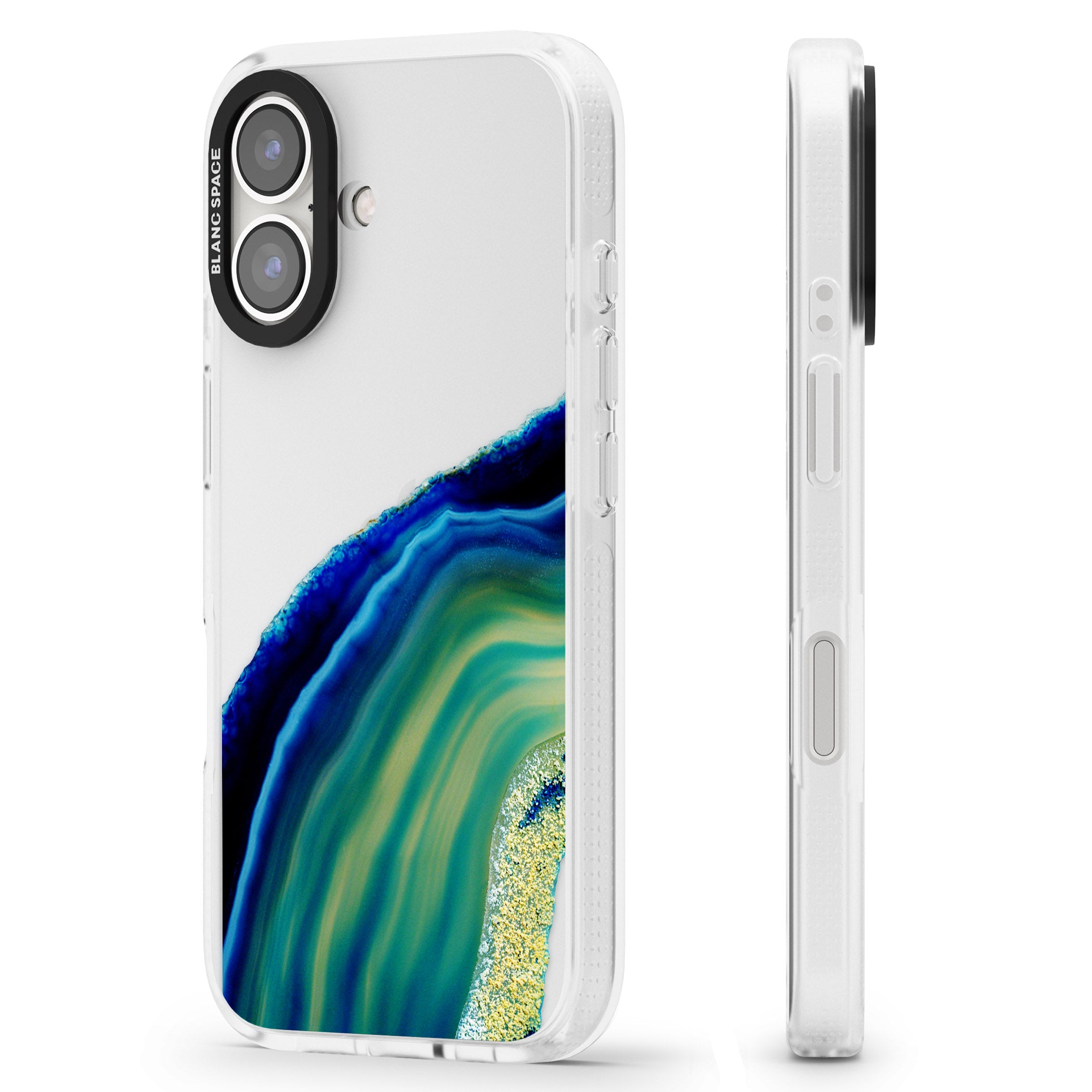 Green & Blue Gemstone Crystal iPhone 16 / 16 Plus Clear Case Impact Air - Blanc Space