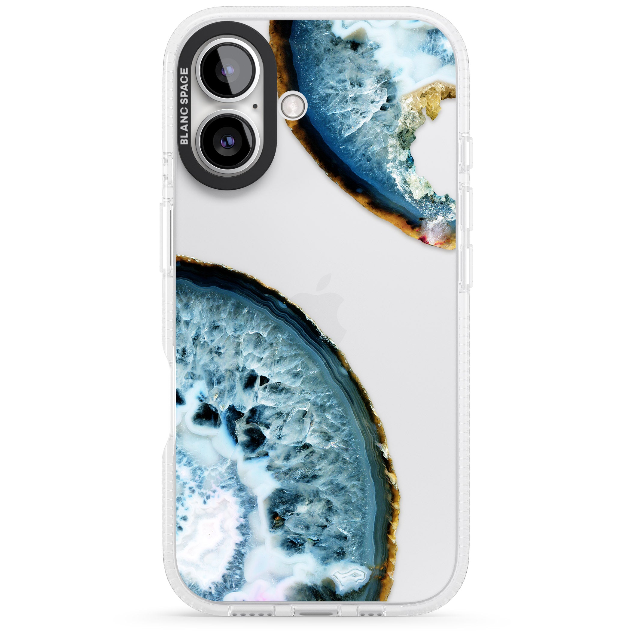 Blue, White & Yellow Agate Gemstone iPhone 16 / 16 Plus Clear Case Impact Air - Blanc Space