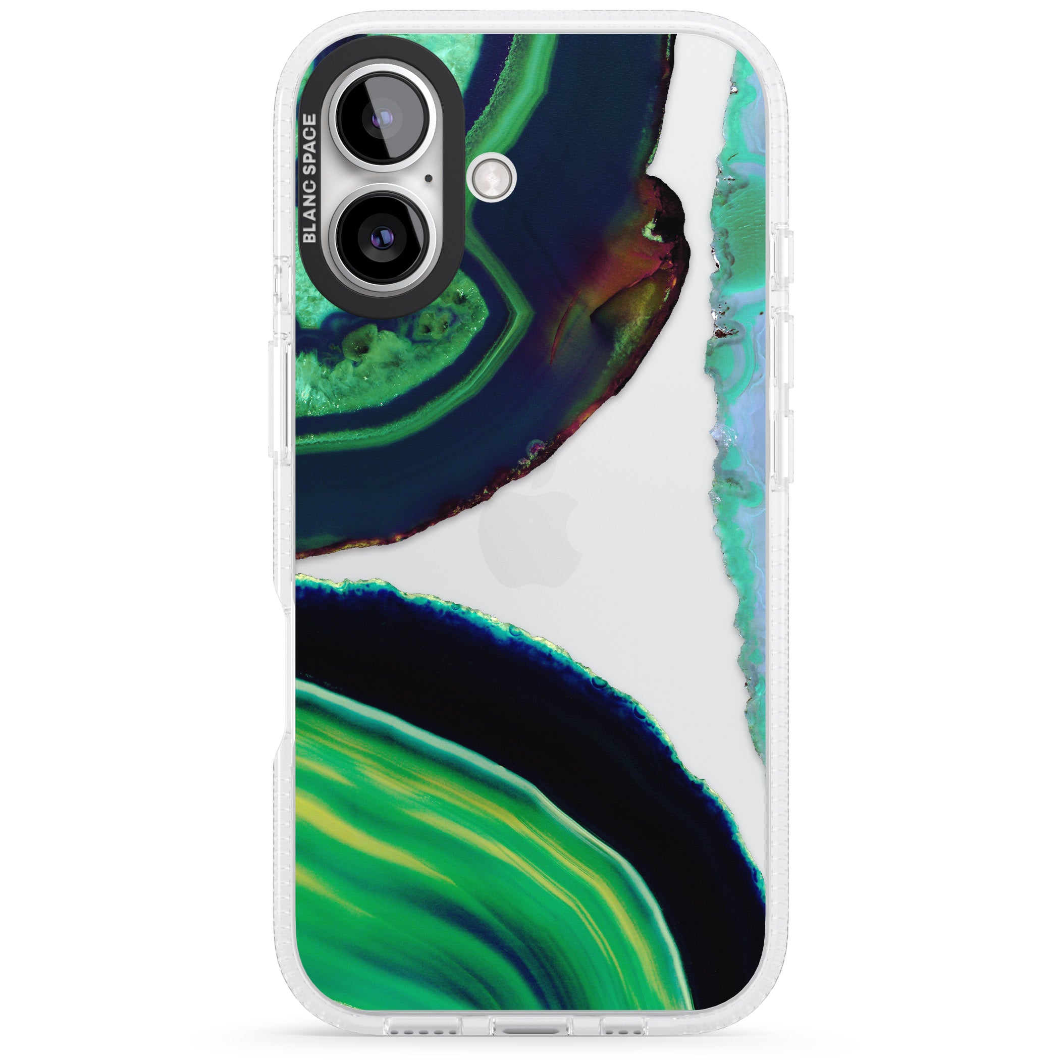 Green & Navy Gemstone Crystal Clear Design iPhone 16 / 16 Plus Clear Case Impact Air - Blanc Space