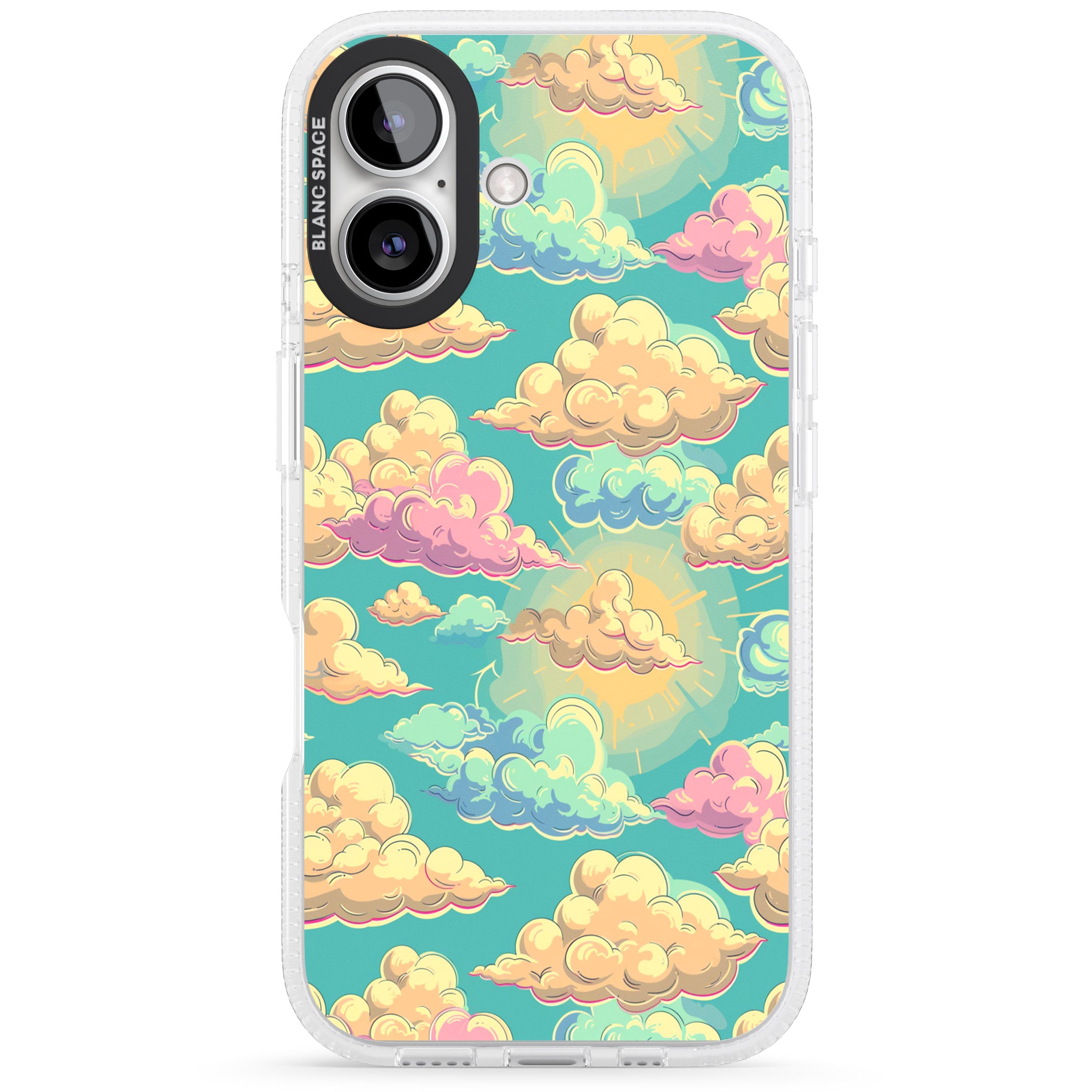 Pastel Clouds iPhone 16 / 16 Plus Clear Case Impact Air - Blanc Space