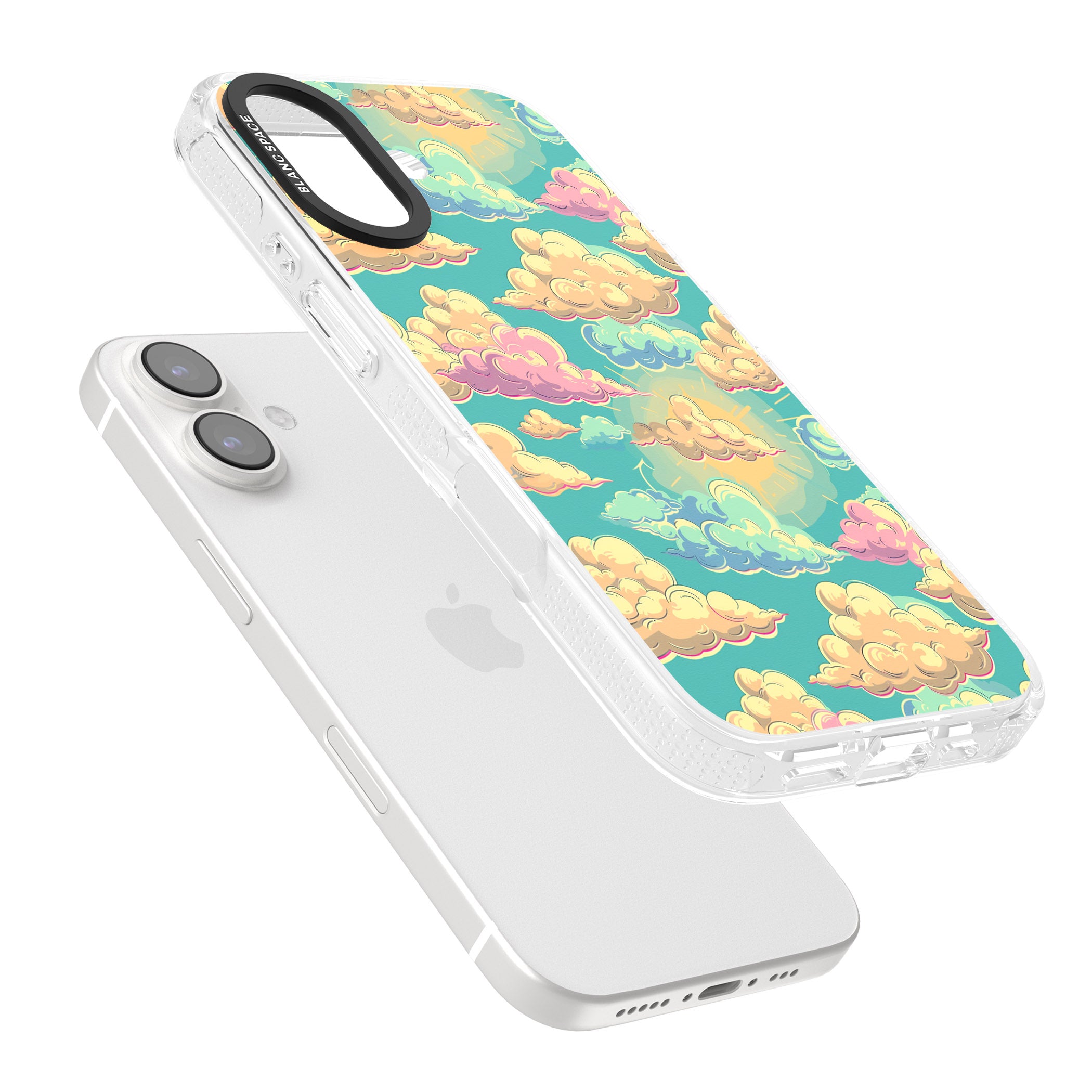 Pastel Clouds iPhone 16 / 16 Plus Clear Case Impact Air - Blanc Space