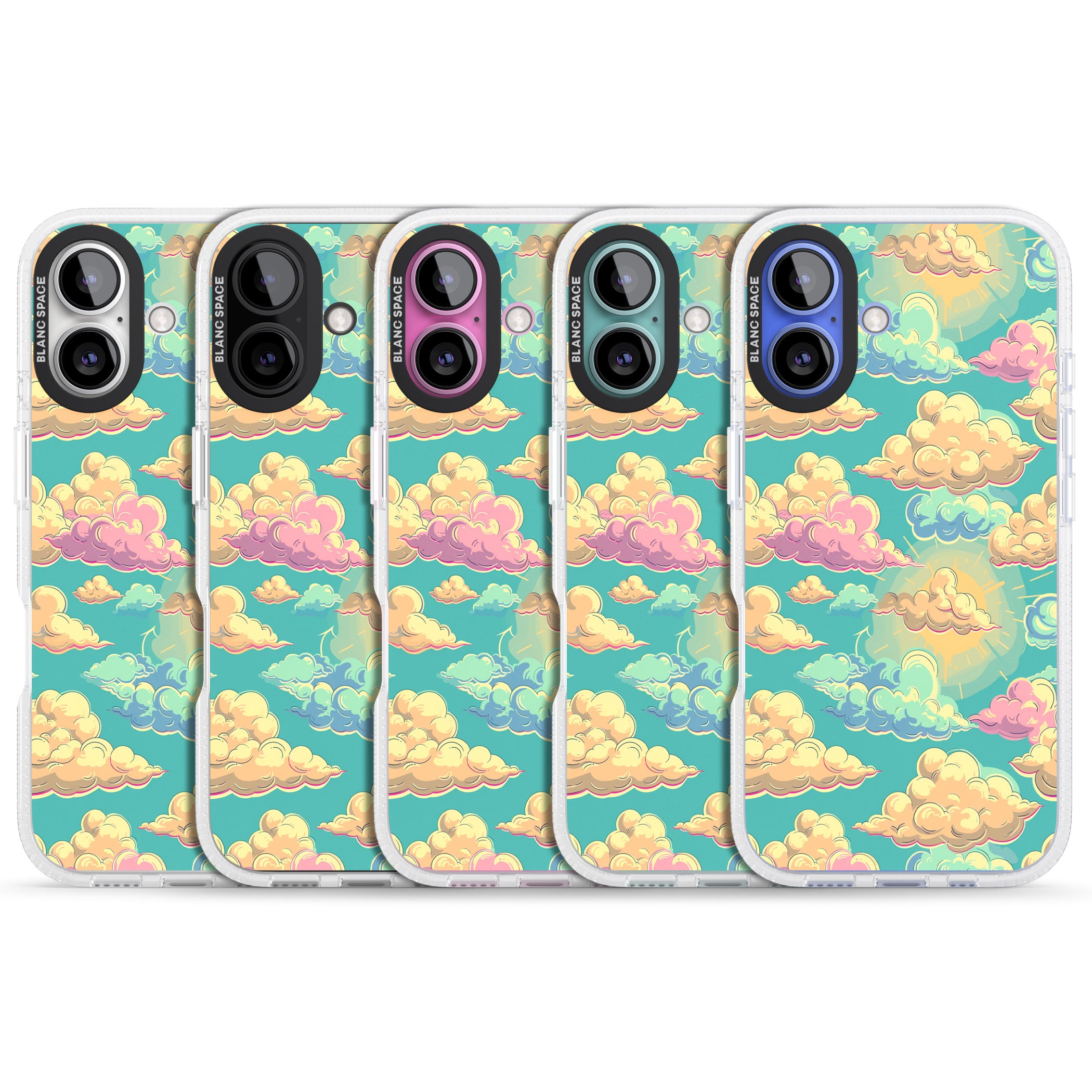 Pastel Clouds iPhone 16 / 16 Plus Clear Case Impact Air - Blanc Space