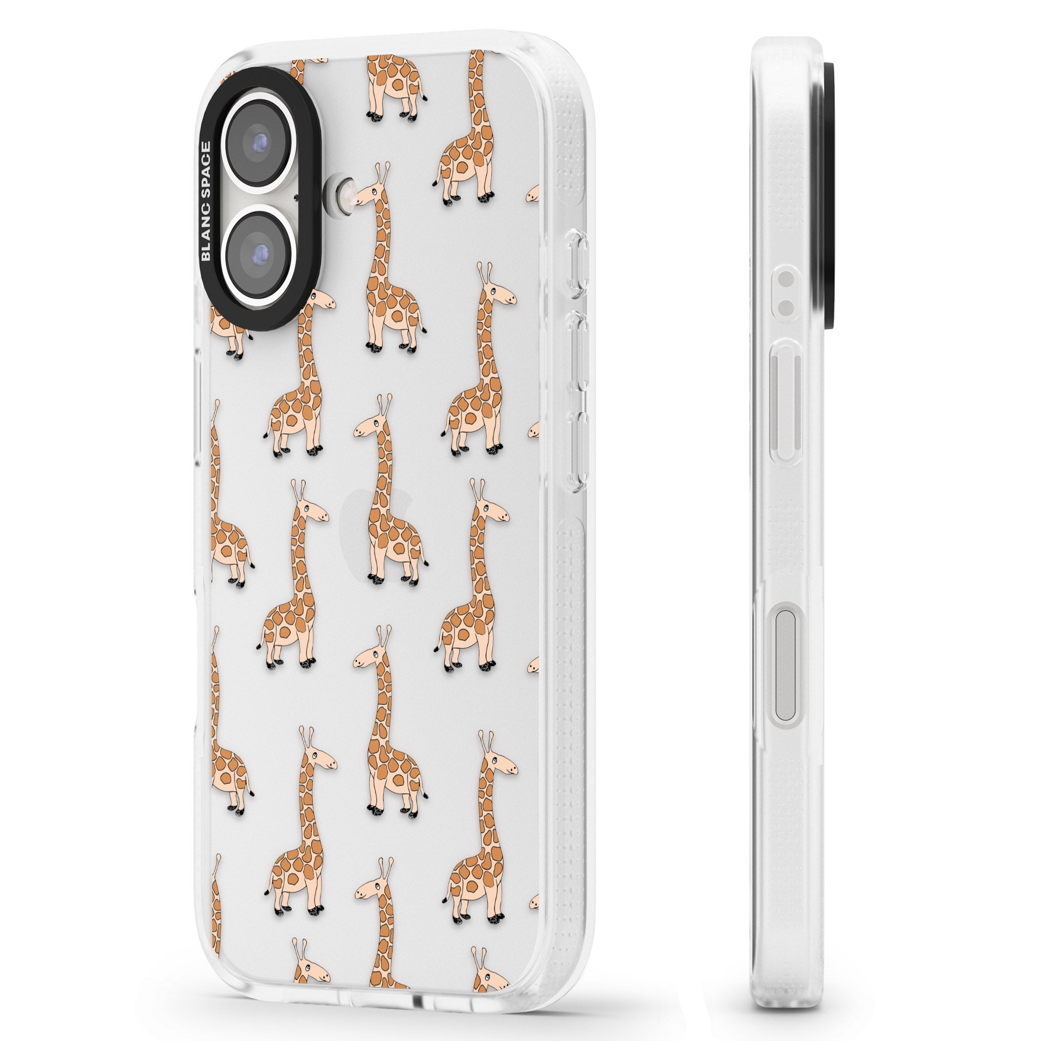 Cute Giraffe Pattern Clear iPhone 16 / 16 Plus Clear Case Impact Air - Blanc Space