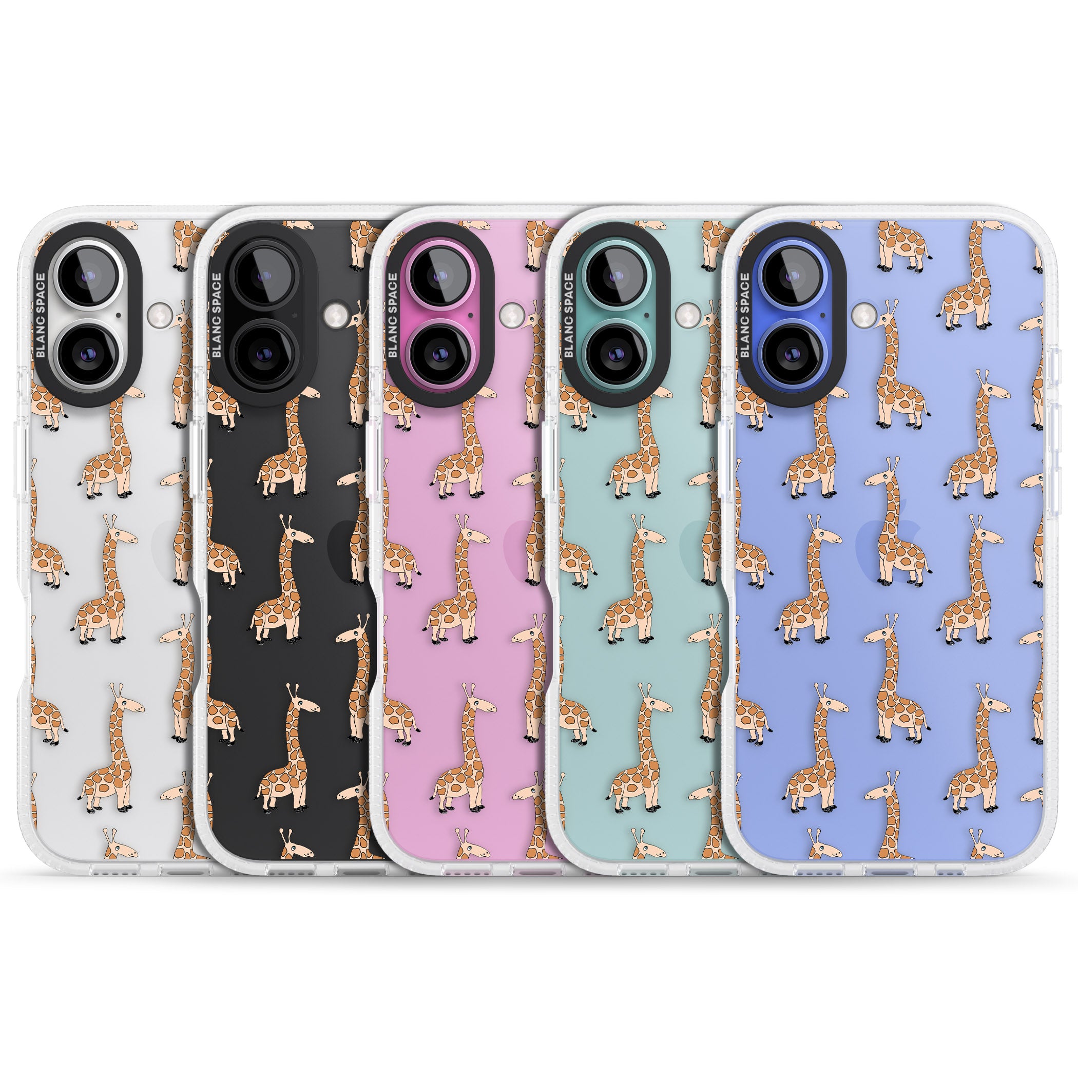 Cute Giraffe Pattern Clear iPhone 16 / 16 Plus Clear Case Impact Air - Blanc Space