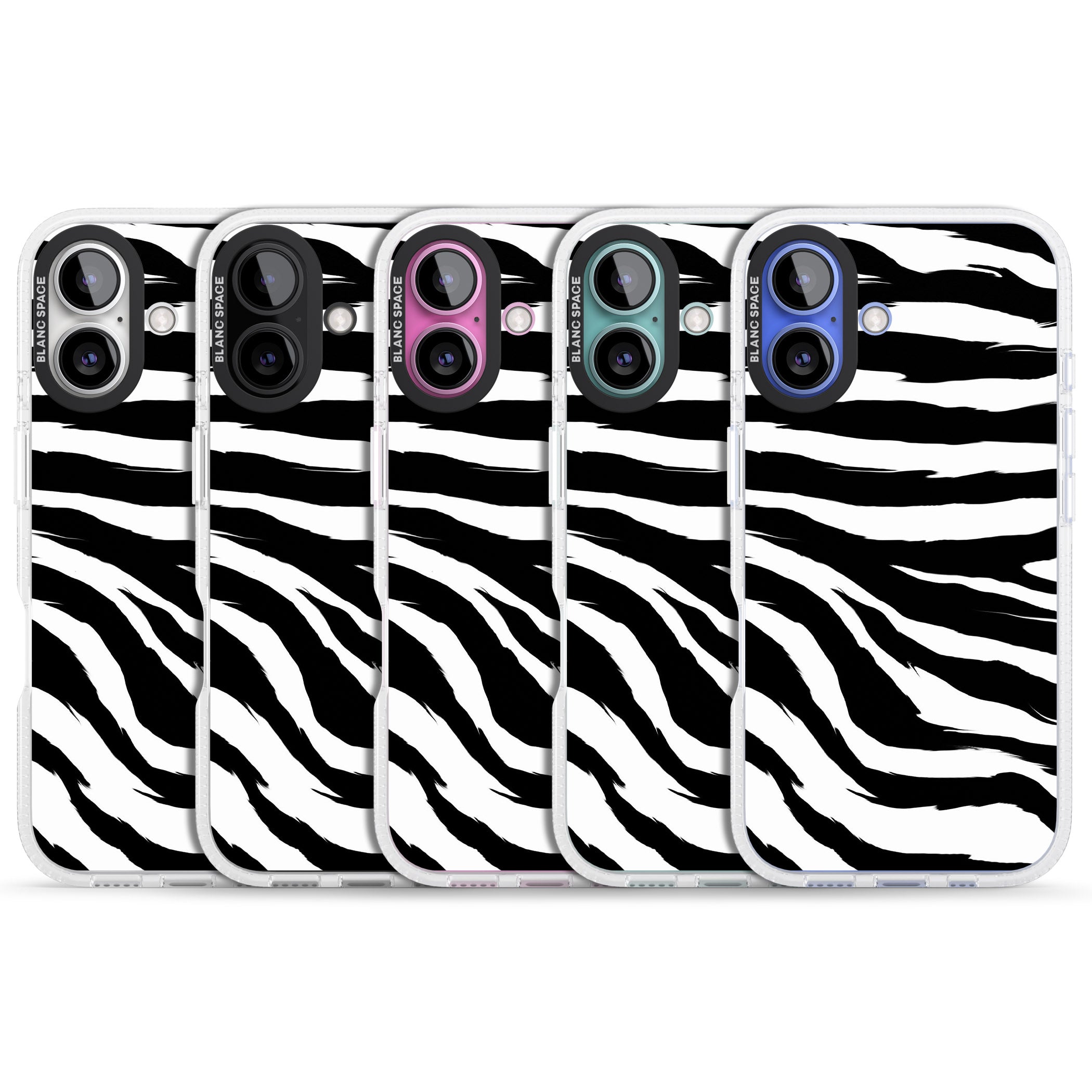 Black Zebra Print iPhone 16 / 16 Plus Clear Case Impact Air - Blanc Space