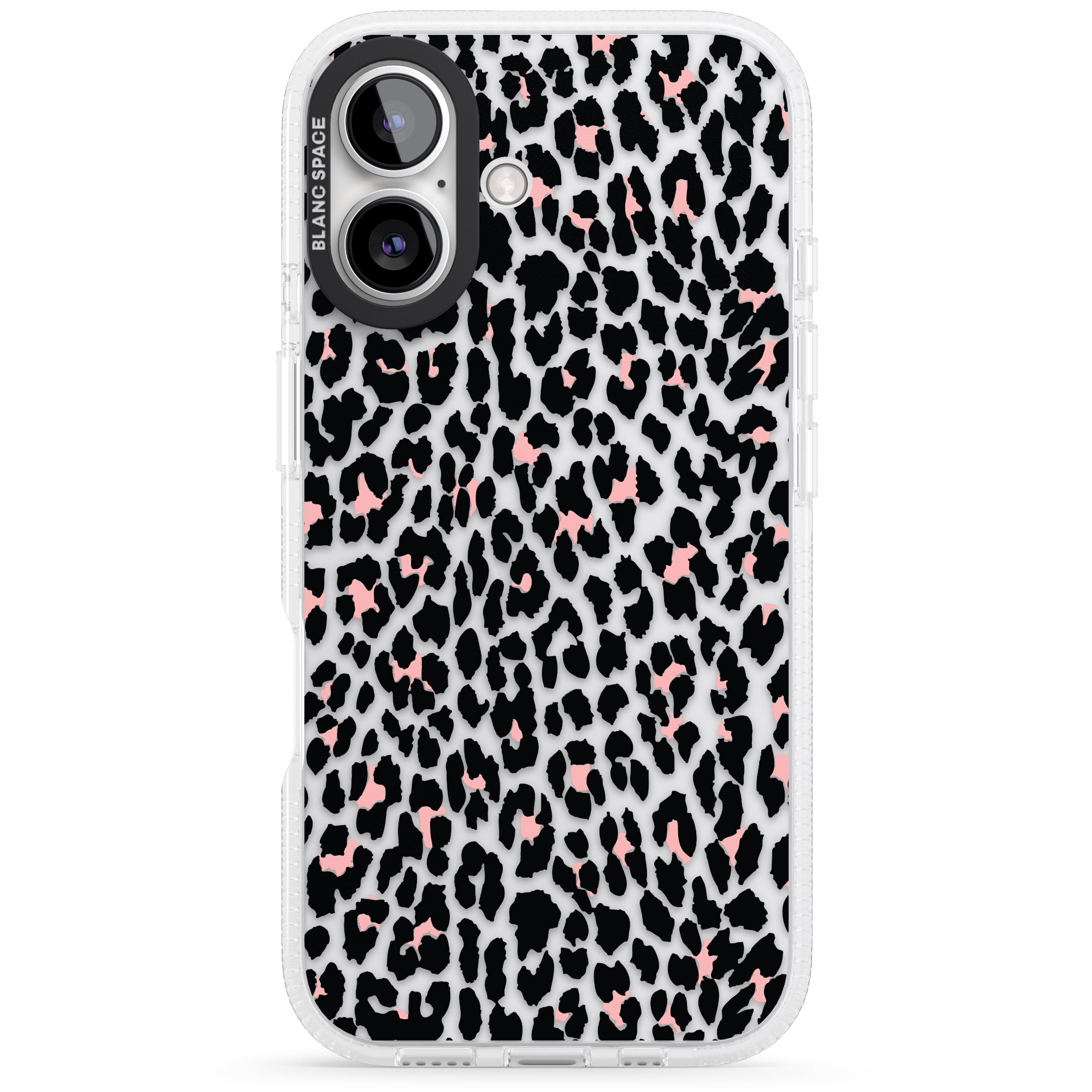 Light Pink Leopard Print - Transparent iPhone 16 / 16 Plus Clear Case Impact Air - Blanc Space