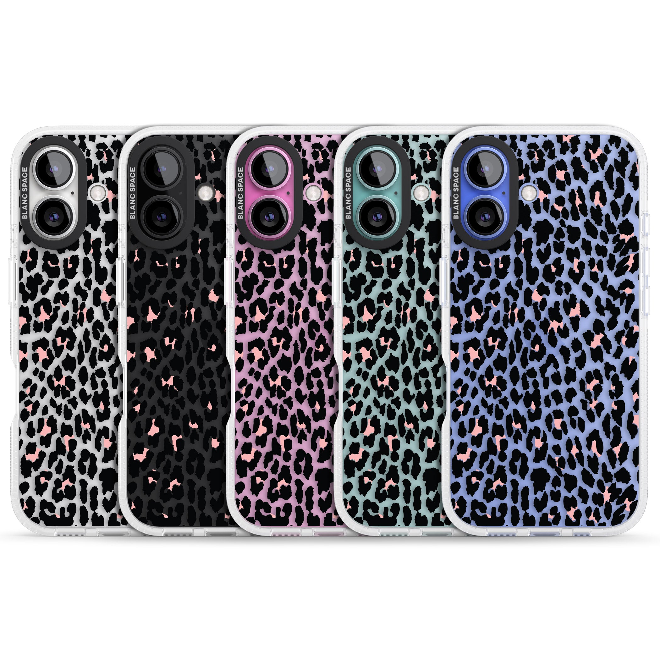 Light Pink Leopard Print - Transparent iPhone 16 / 16 Plus Clear Case Impact Air - Blanc Space