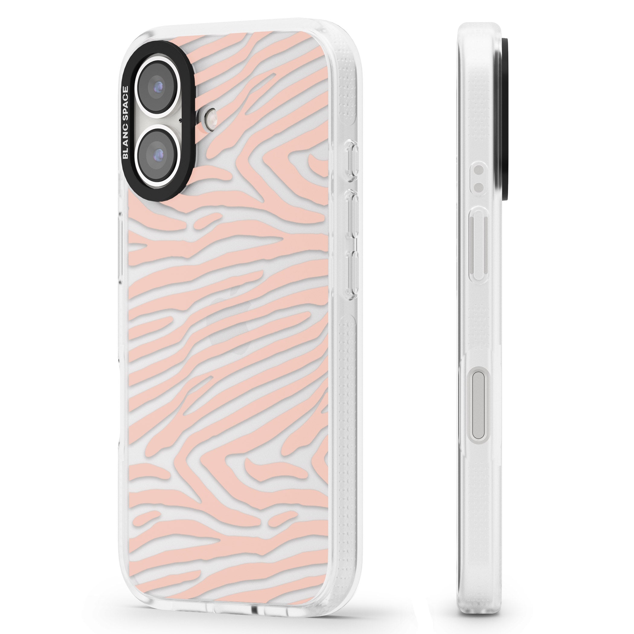 Horizontal Zebra Stripes Transparent Animal Print iPhone 16 / 16 Plus Clear Case Impact Air - Blanc Space
