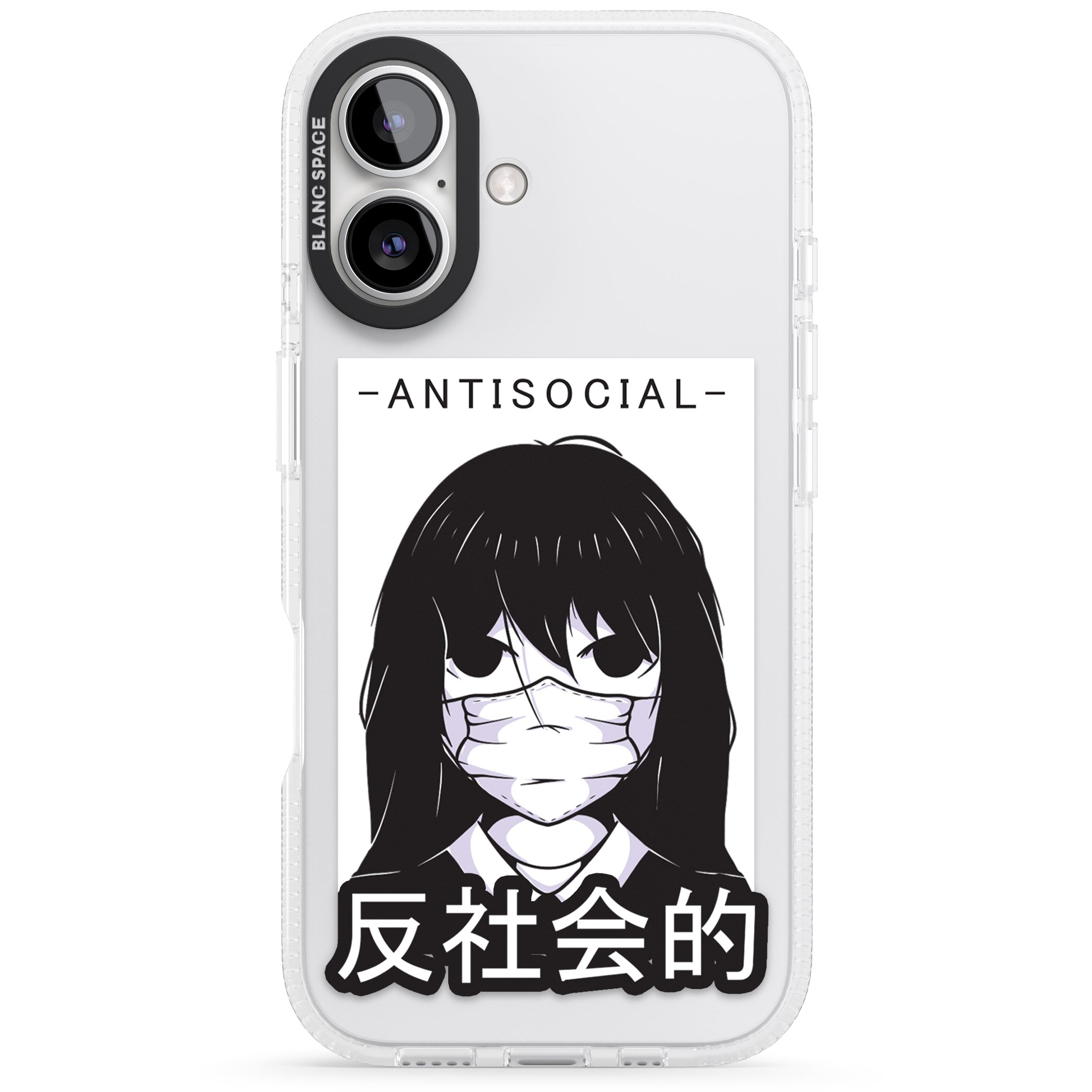 Anti-Social iPhone 16 / 16 Plus Clear Case Impact Air - Blanc Space