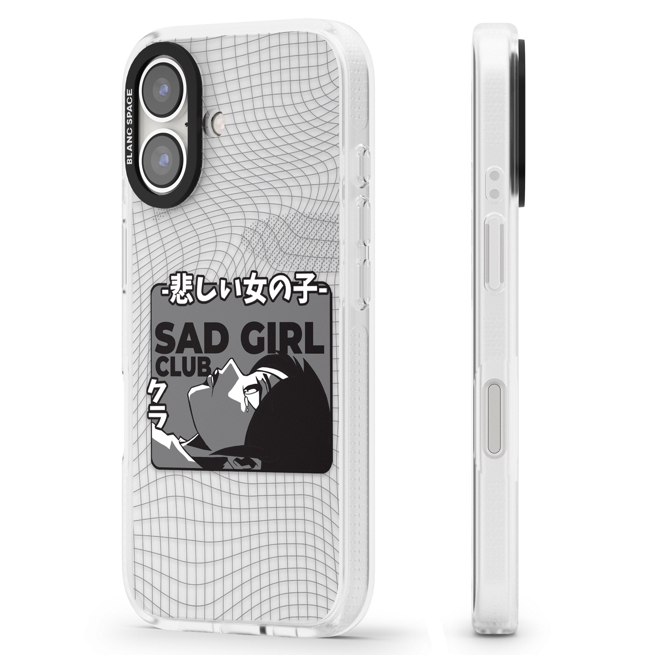 Sad Girl Club iPhone 16 / 16 Plus Clear Case Impact Air - Blanc Space