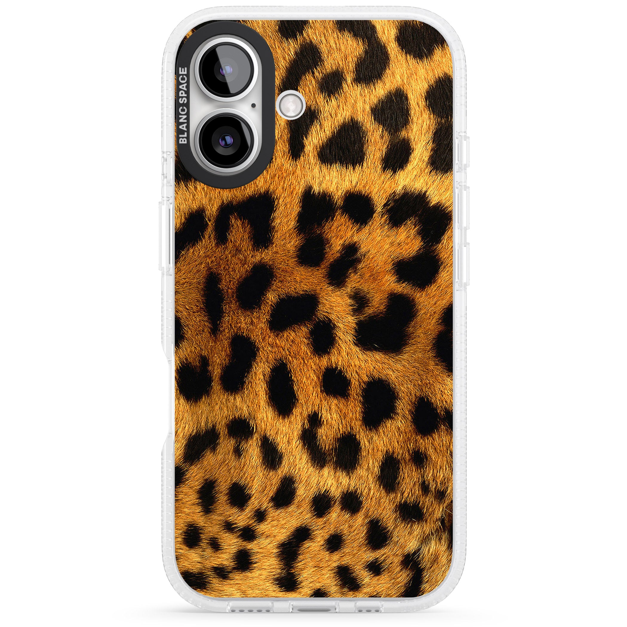 Leopard Print iPhone 16 / 16 Plus Clear Case Impact Air - Blanc Space