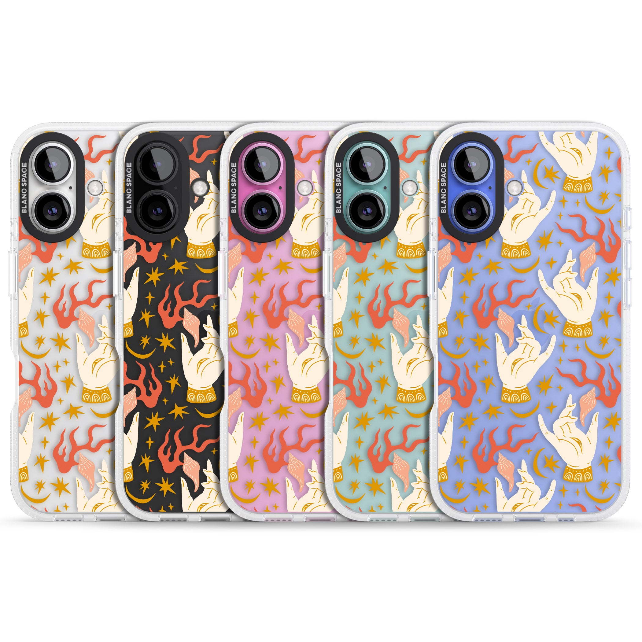 Hand Watcher Pattern iPhone 16 / 16 Plus Clear Case Impact Air - Blanc Space