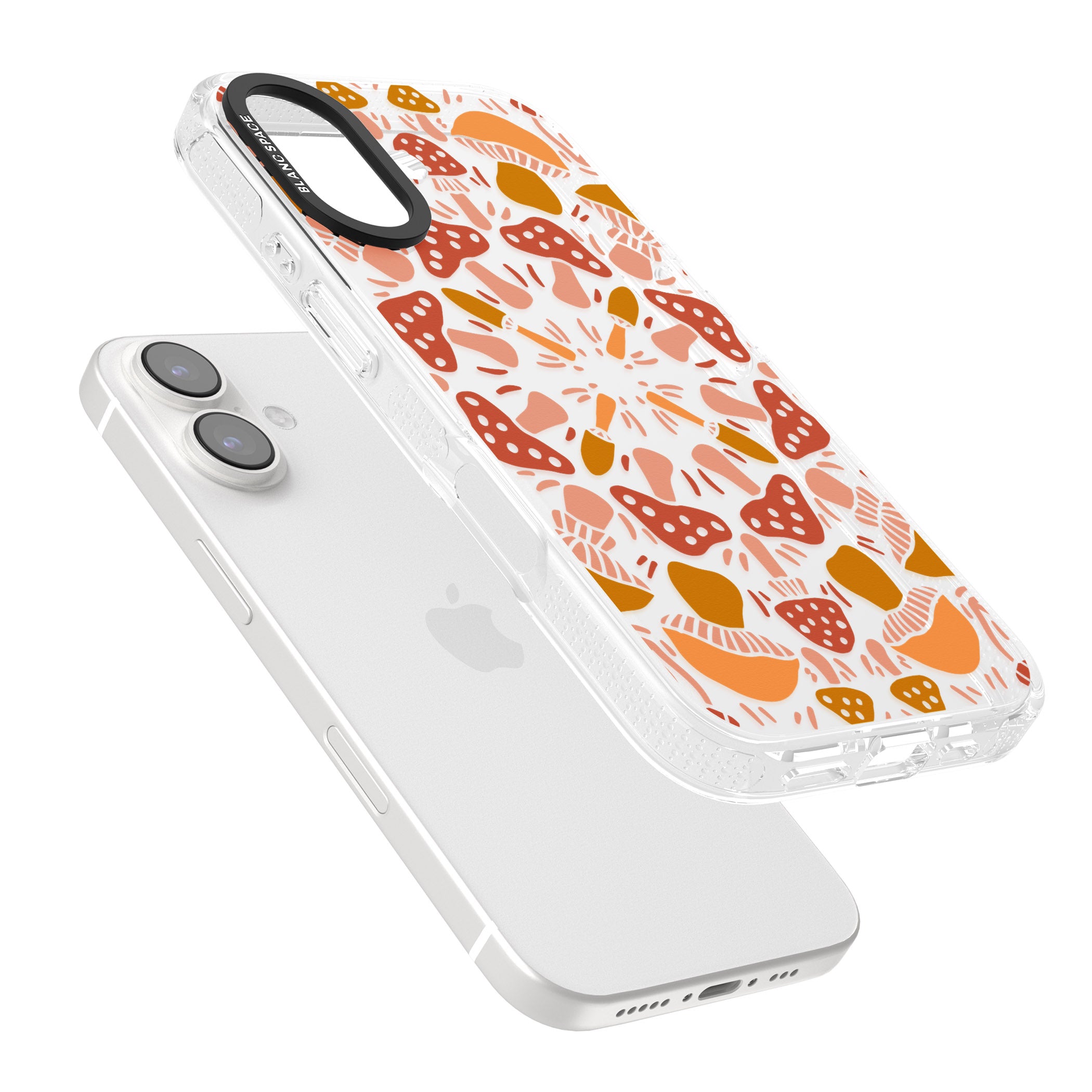 Mushroom Medley iPhone 16 / 16 Plus Clear Case Impact Air - Blanc Space