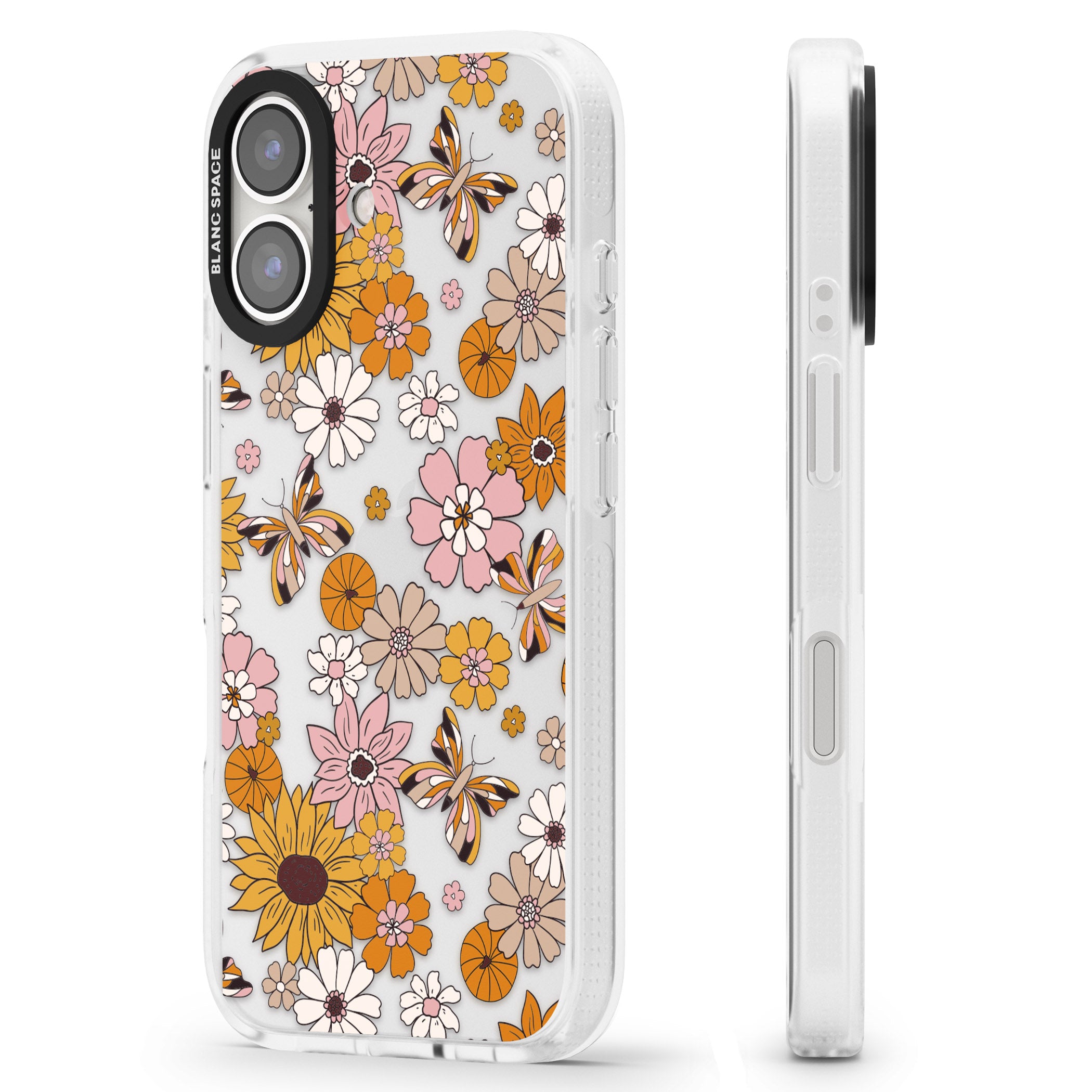 Butterfly & Bloom Autumn Floral iPhone 16 / 16 Plus Clear Case Impact Air - Blanc Space