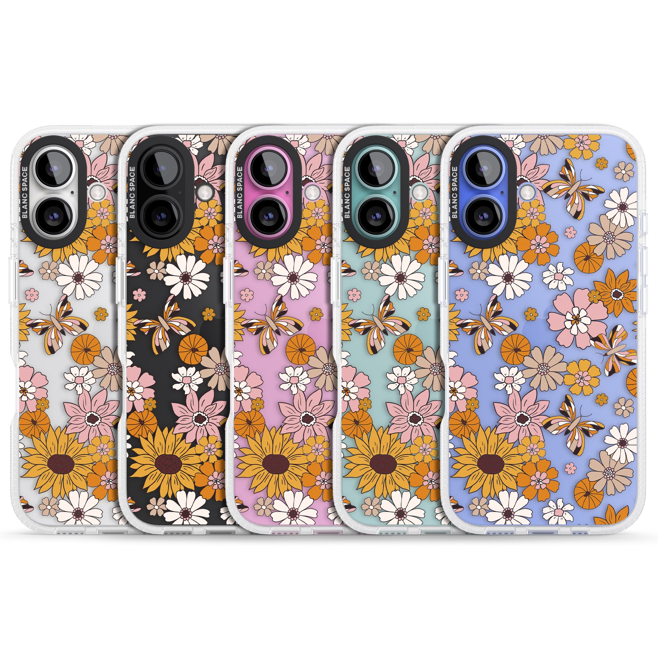 Butterfly & Bloom Autumn Floral iPhone 16 / 16 Plus Clear Case Impact Air - Blanc Space
