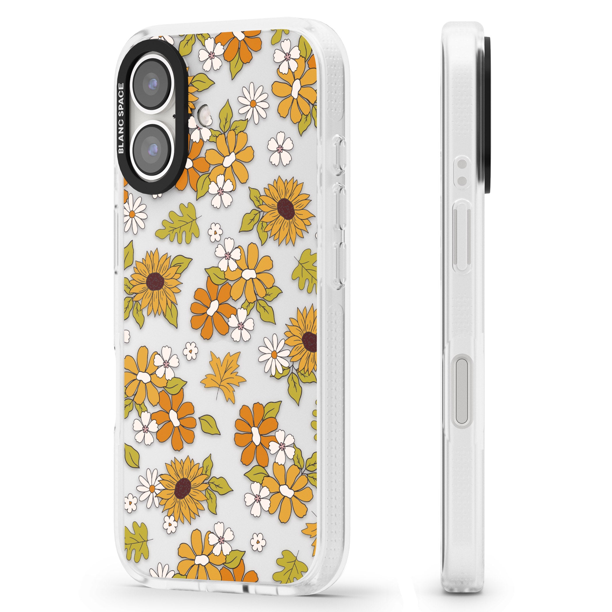 Boho Sunflowers iPhone 16 / 16 Plus Clear Case Impact Air - Blanc Space