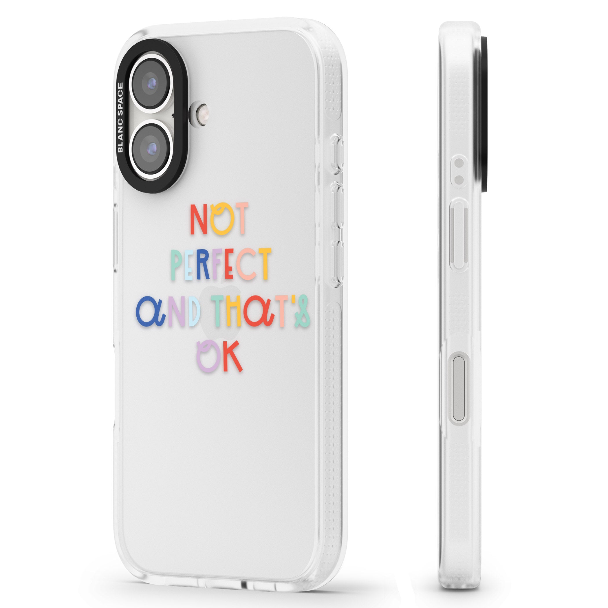 Not Perfect - Clear iPhone 16 / 16 Plus Clear Case Impact Air - Blanc Space