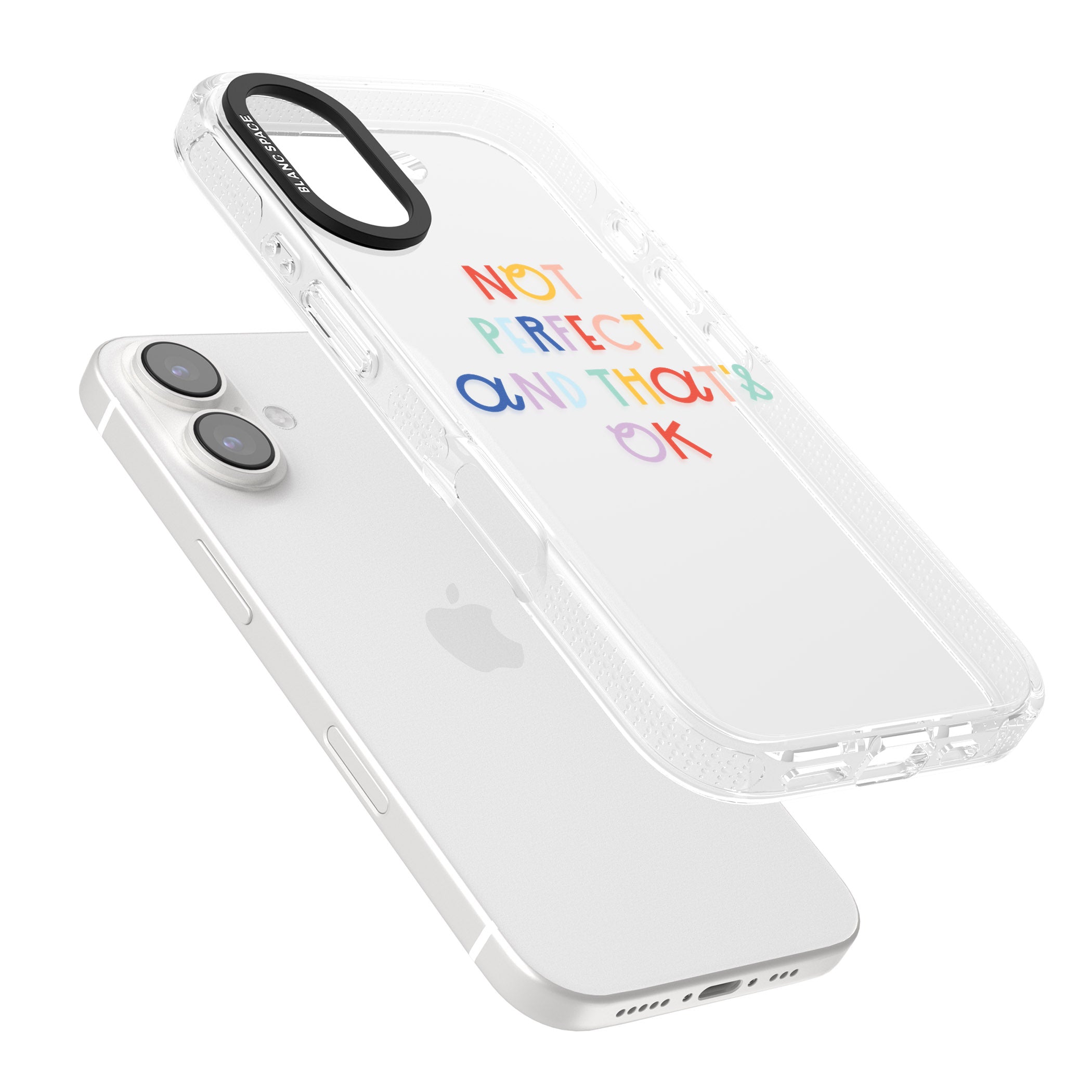 Not Perfect - Clear iPhone 16 / 16 Plus Clear Case Impact Air - Blanc Space