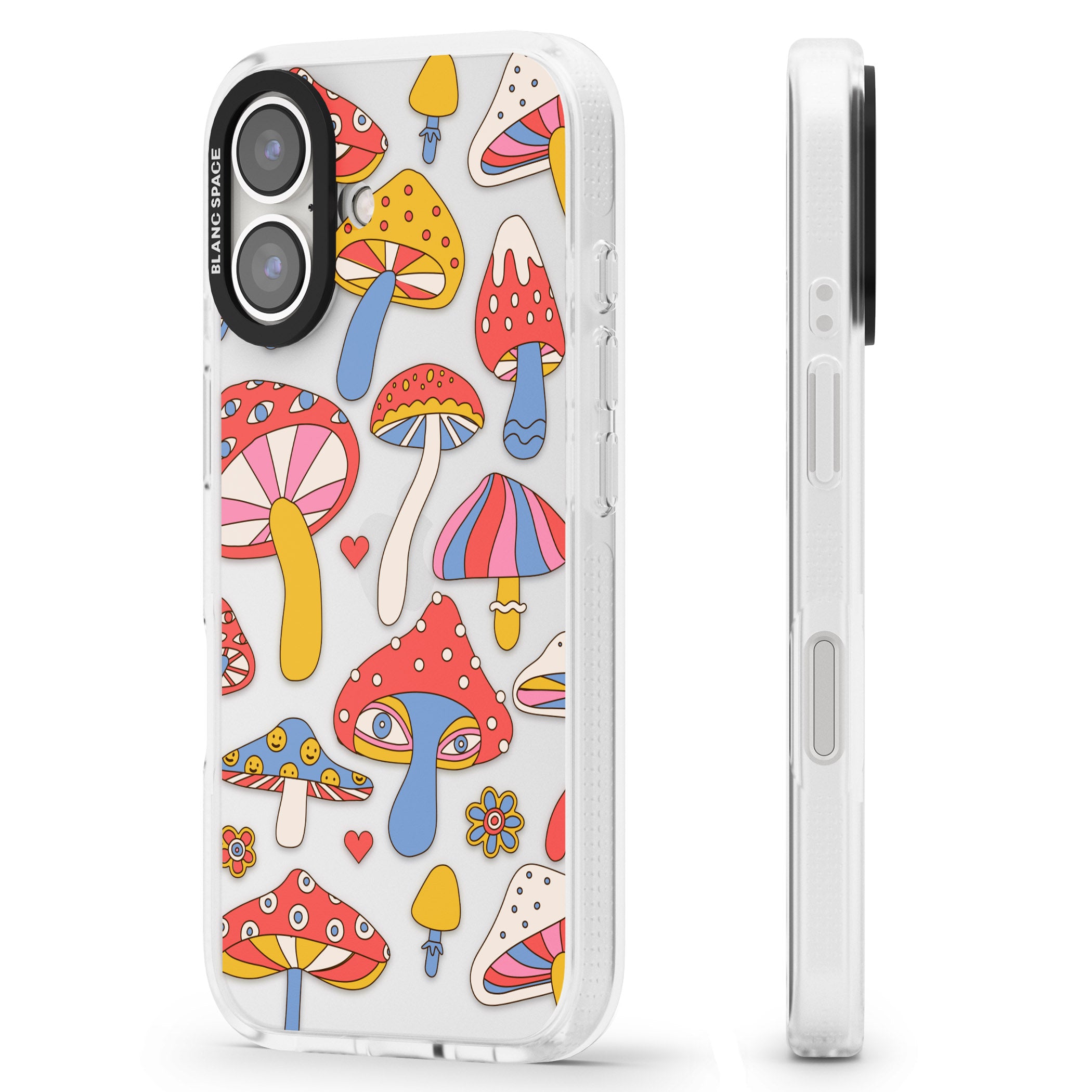 Vibrant Shrooms iPhone 16 / 16 Plus Clear Case Impact Air - Blanc Space