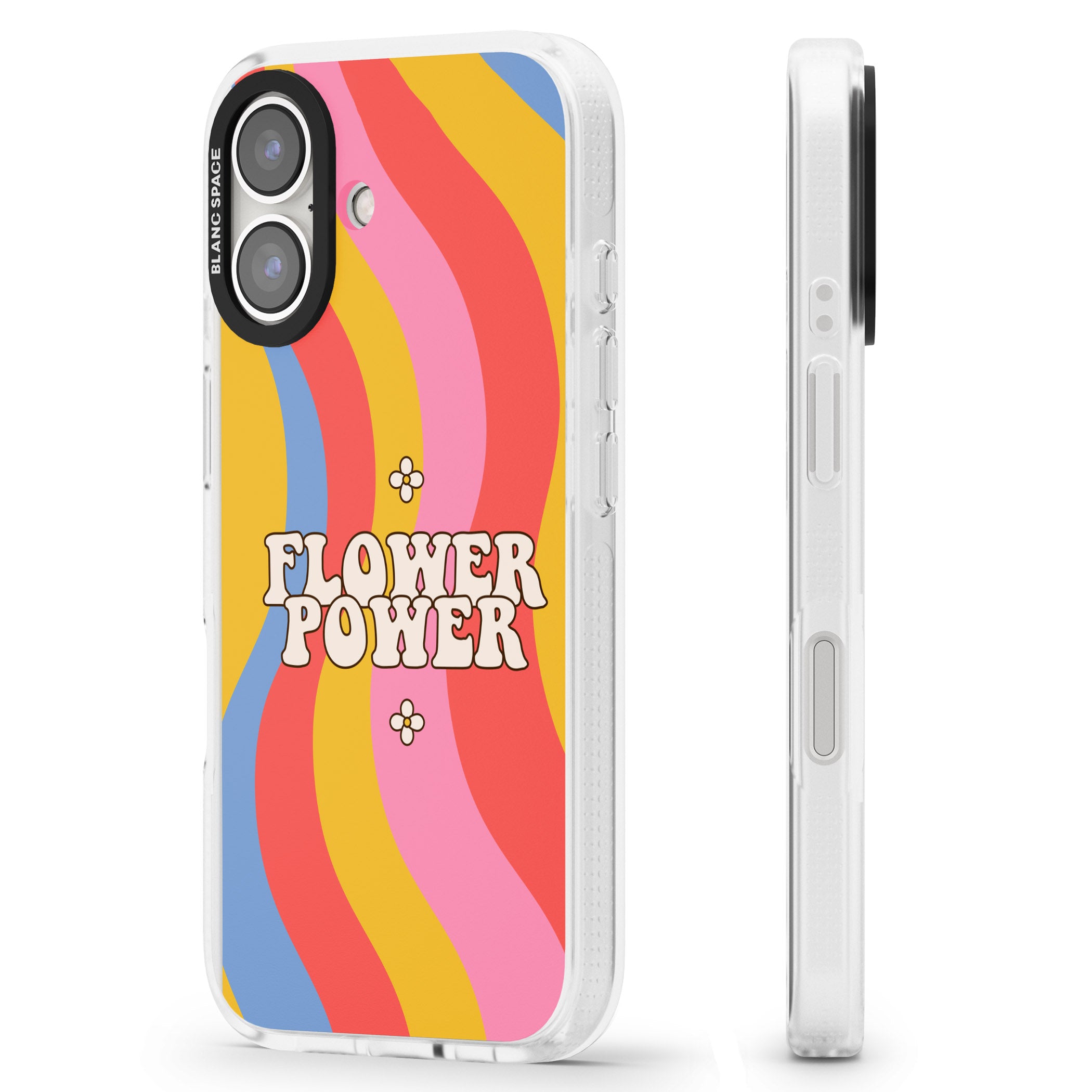 Melting Flower Power iPhone 16 / 16 Plus Clear Case Impact Air - Blanc Space