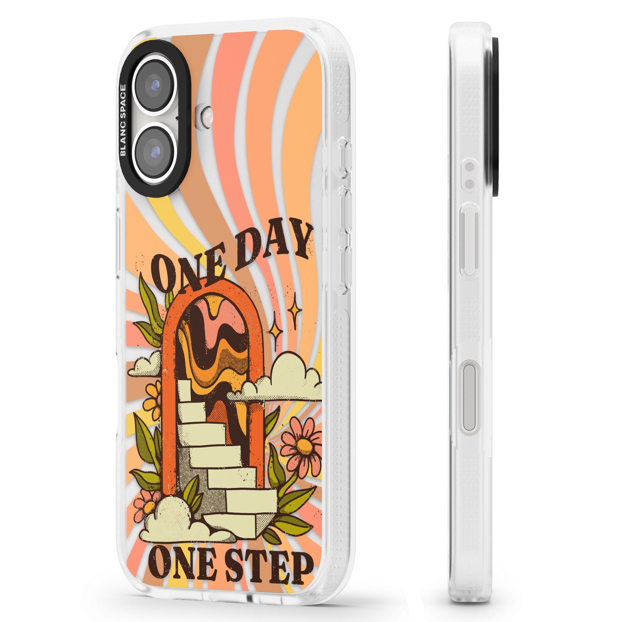 One Day One Step iPhone 16 / 16 Plus Clear Case Impact Air - Blanc Space