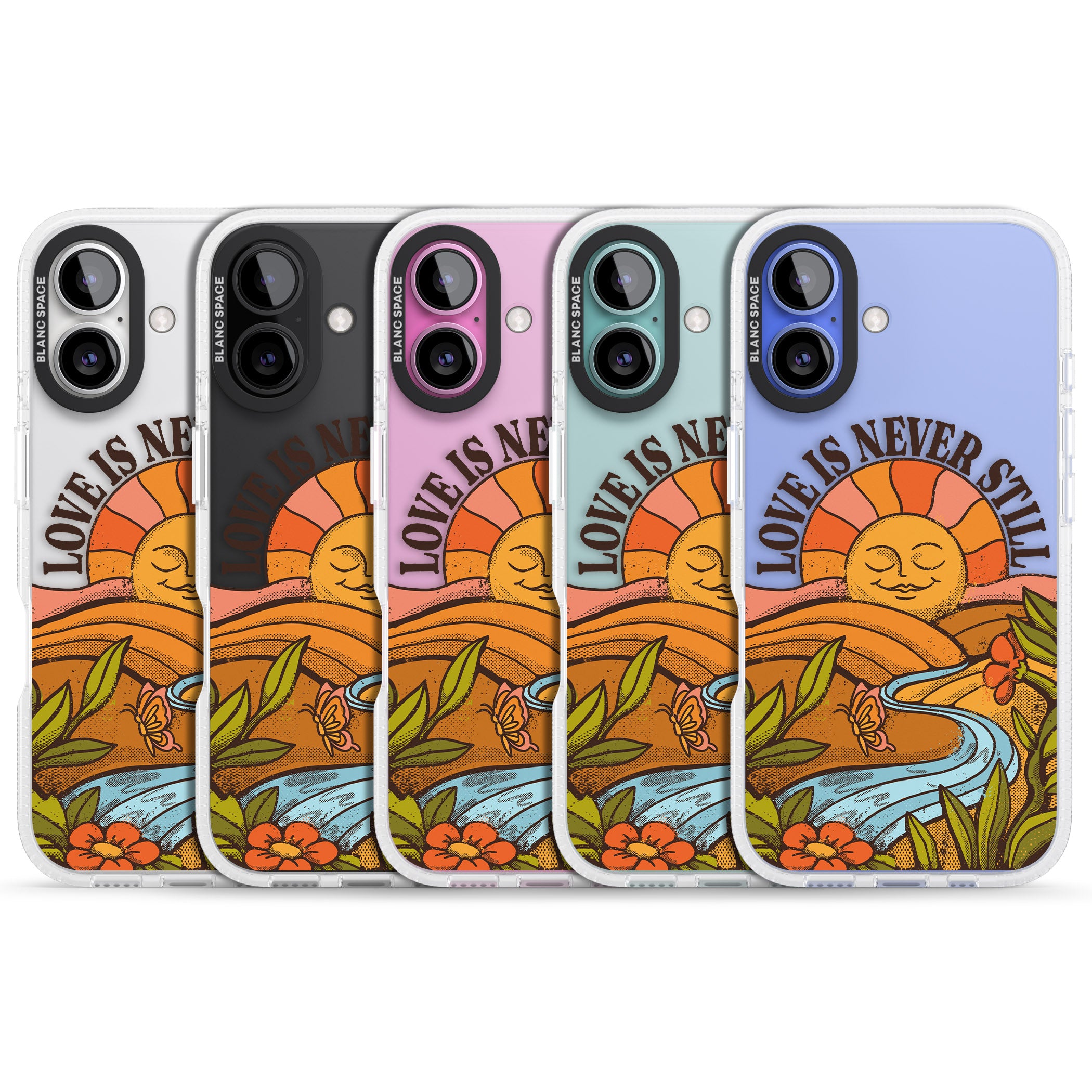 Love is Never Still iPhone 16 / 16 Plus Clear Case Impact Air - Blanc Space