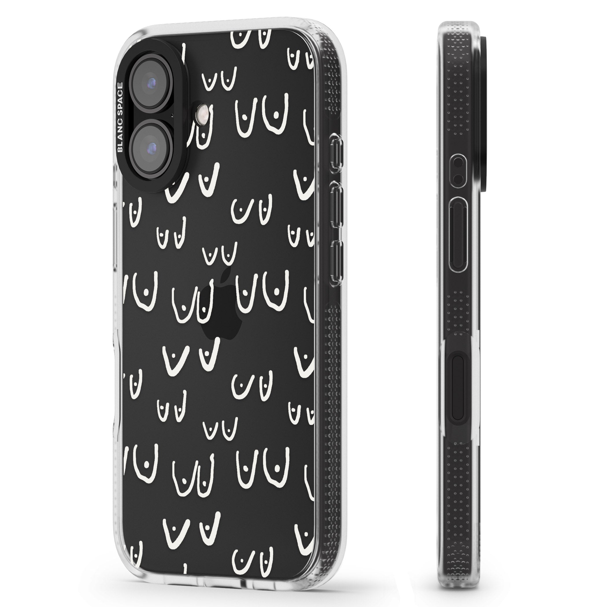 Free the boob (White) iPhone 16 / 16 Plus Clear Case Impact Air - Blanc Space