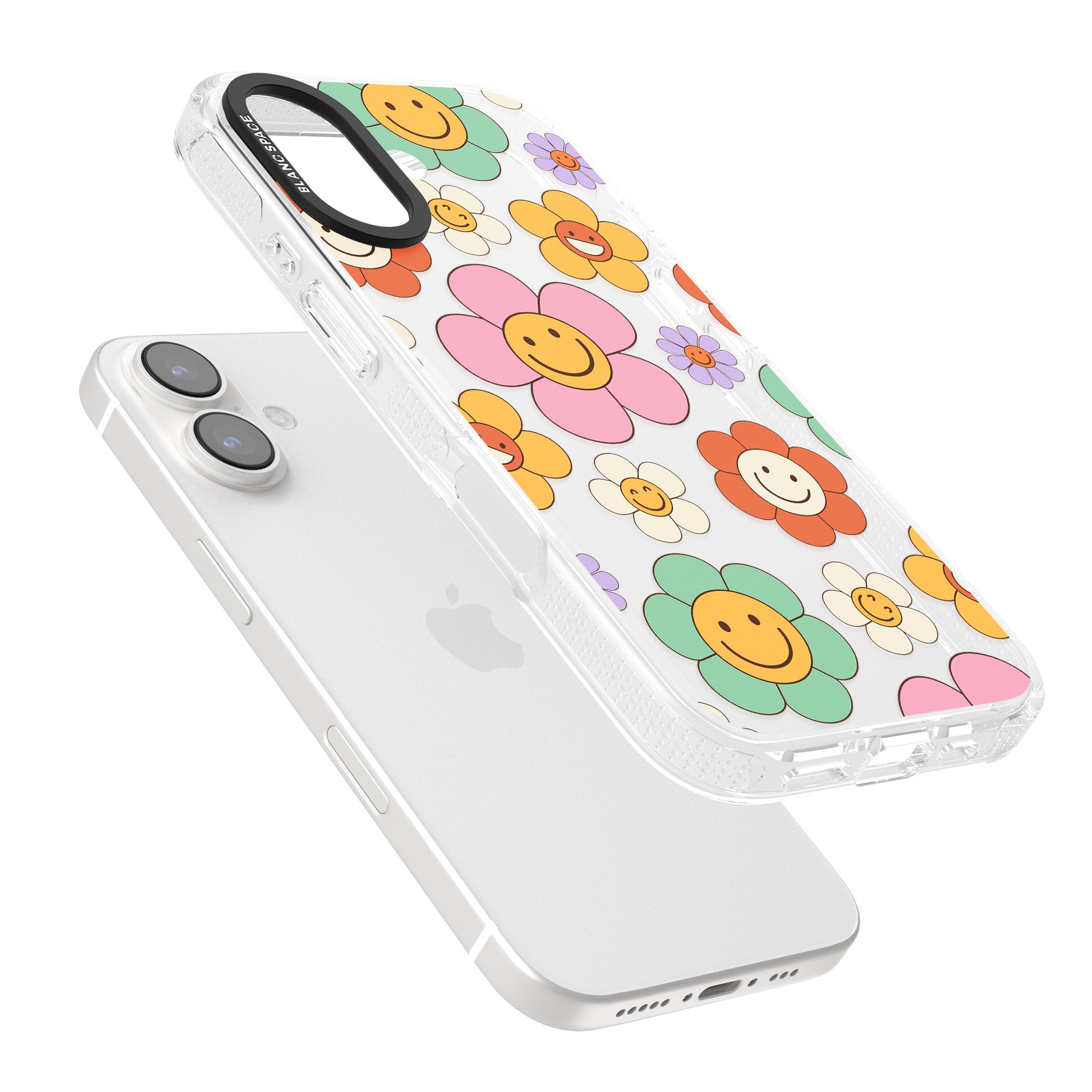 Happy Blossoms iPhone 16 / 16 Plus Clear Case Impact Air - Blanc Space