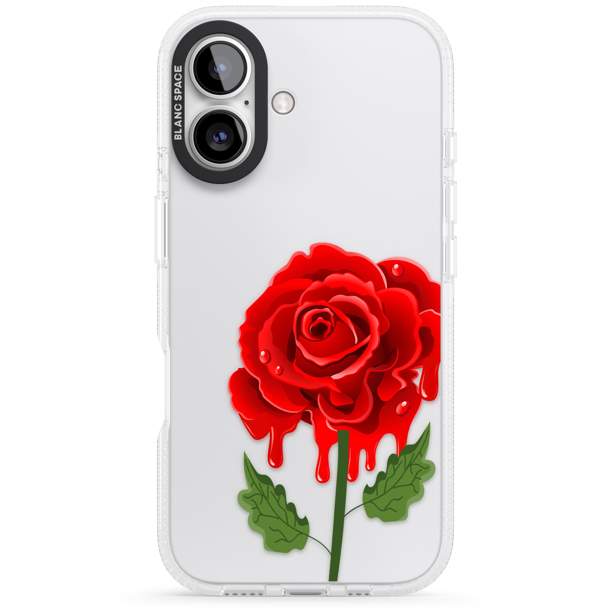 Melting Rose iPhone 16 / 16 Plus Clear Case Impact Air - Blanc Space