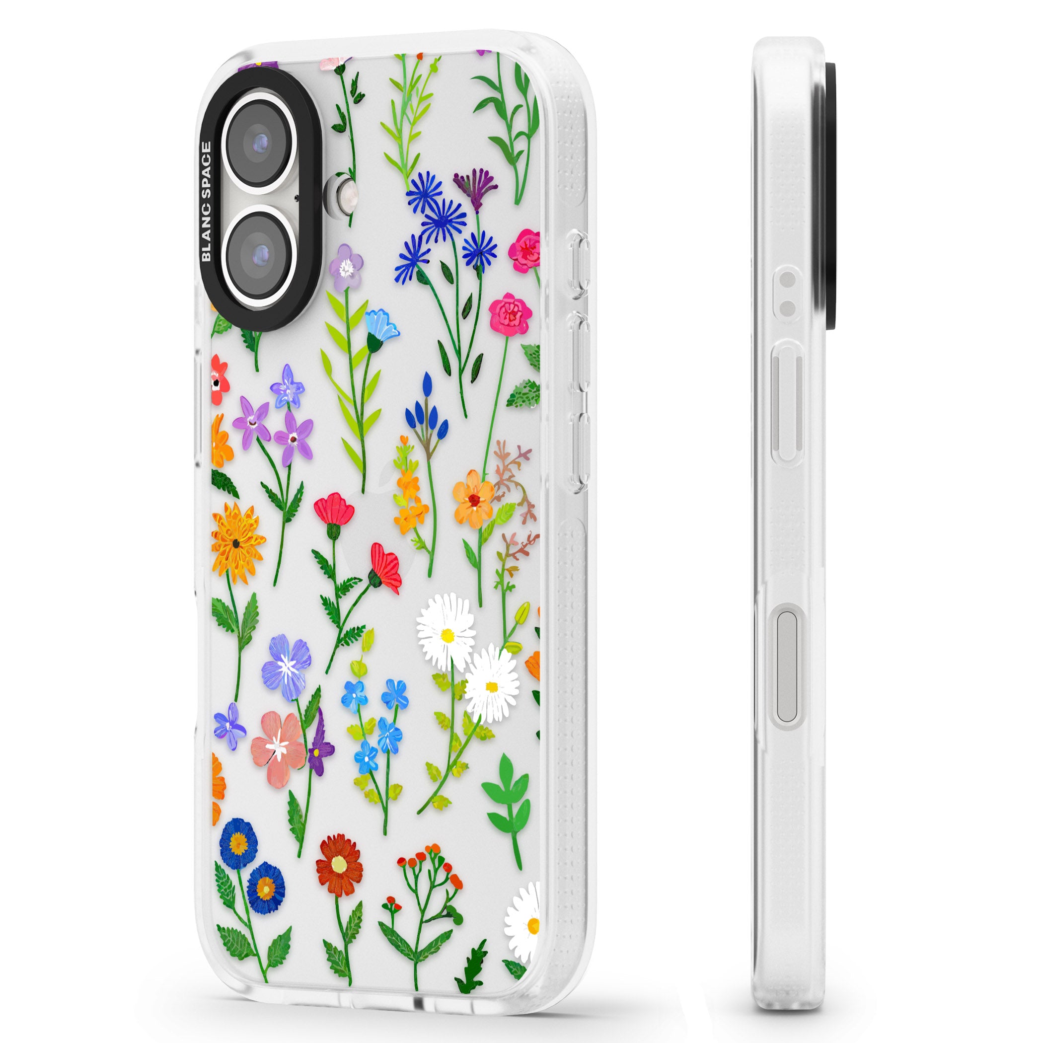Wildflower Garden iPhone 16 / 16 Plus Clear Case Impact Air - Blanc Space