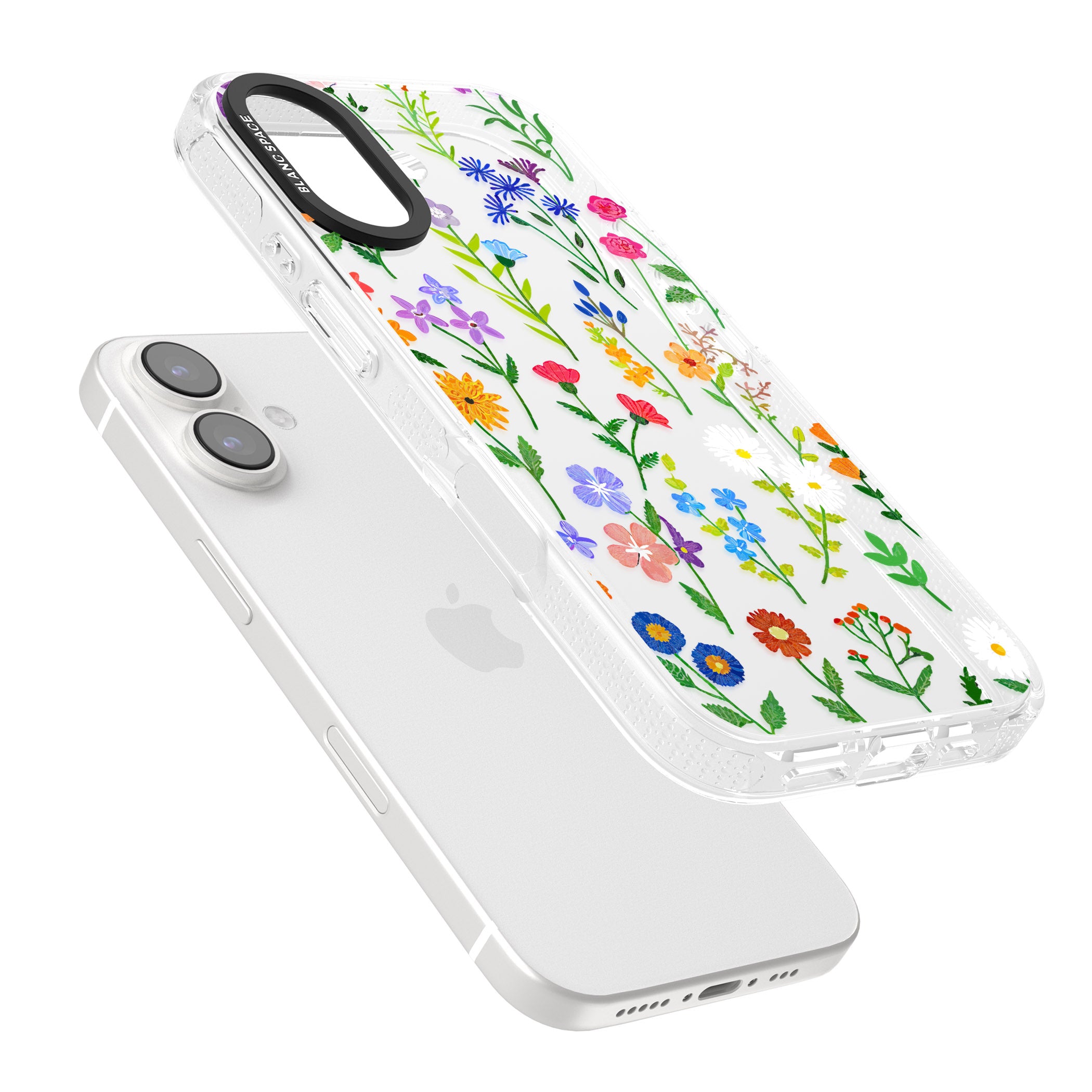 Wildflower Garden iPhone 16 / 16 Plus Clear Case Impact Air - Blanc Space