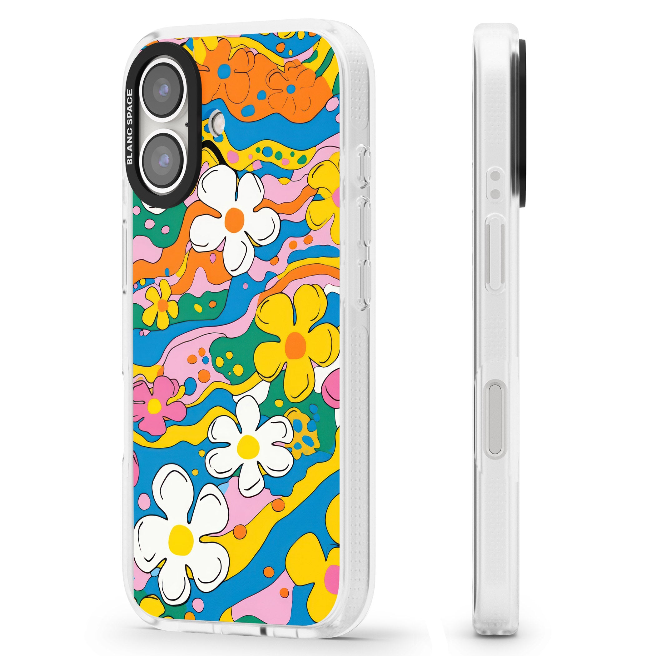 Vibrant Bloom iPhone 16 / 16 Plus Clear Case Impact Air - Blanc Space
