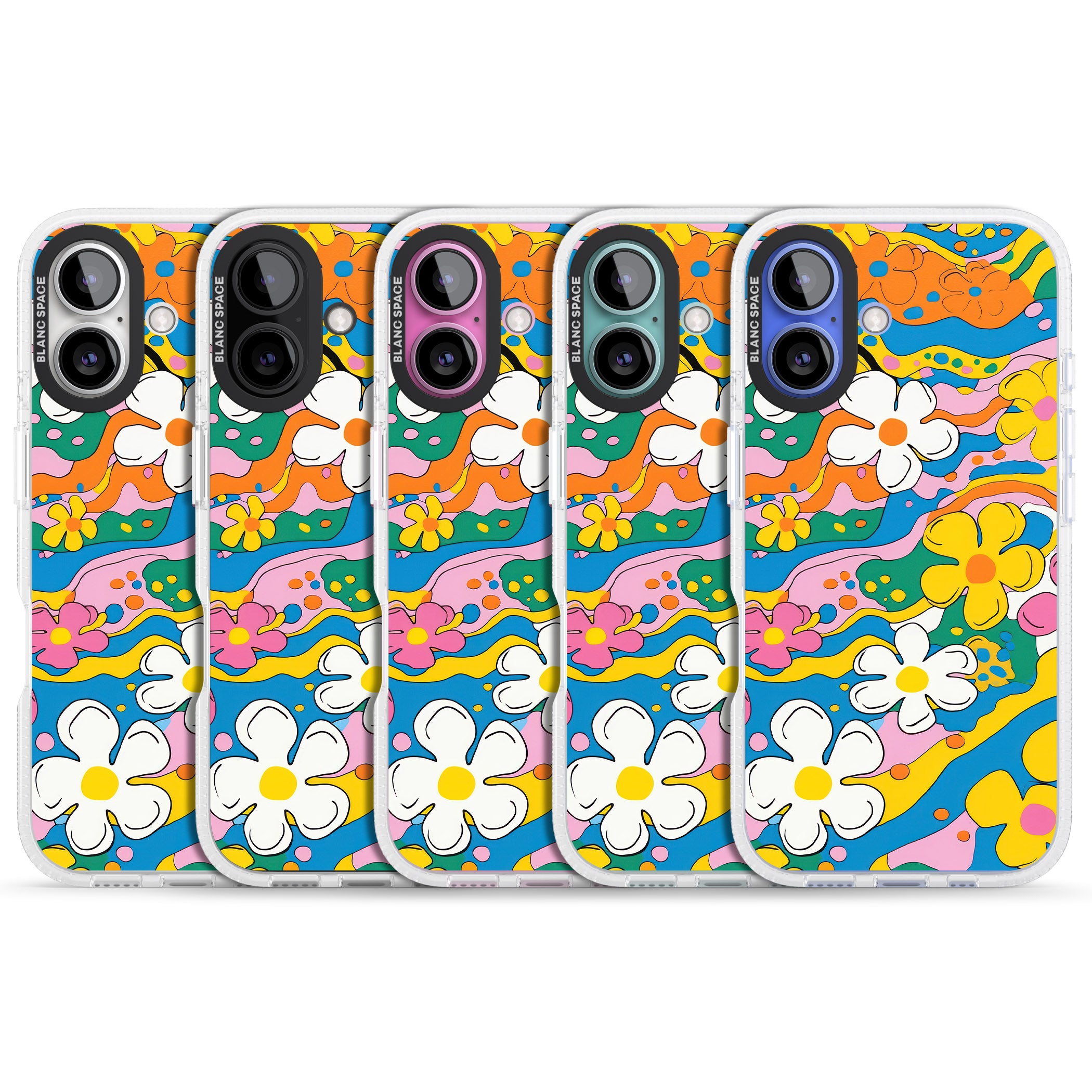 Vibrant Bloom iPhone 16 / 16 Plus Clear Case Impact Air - Blanc Space