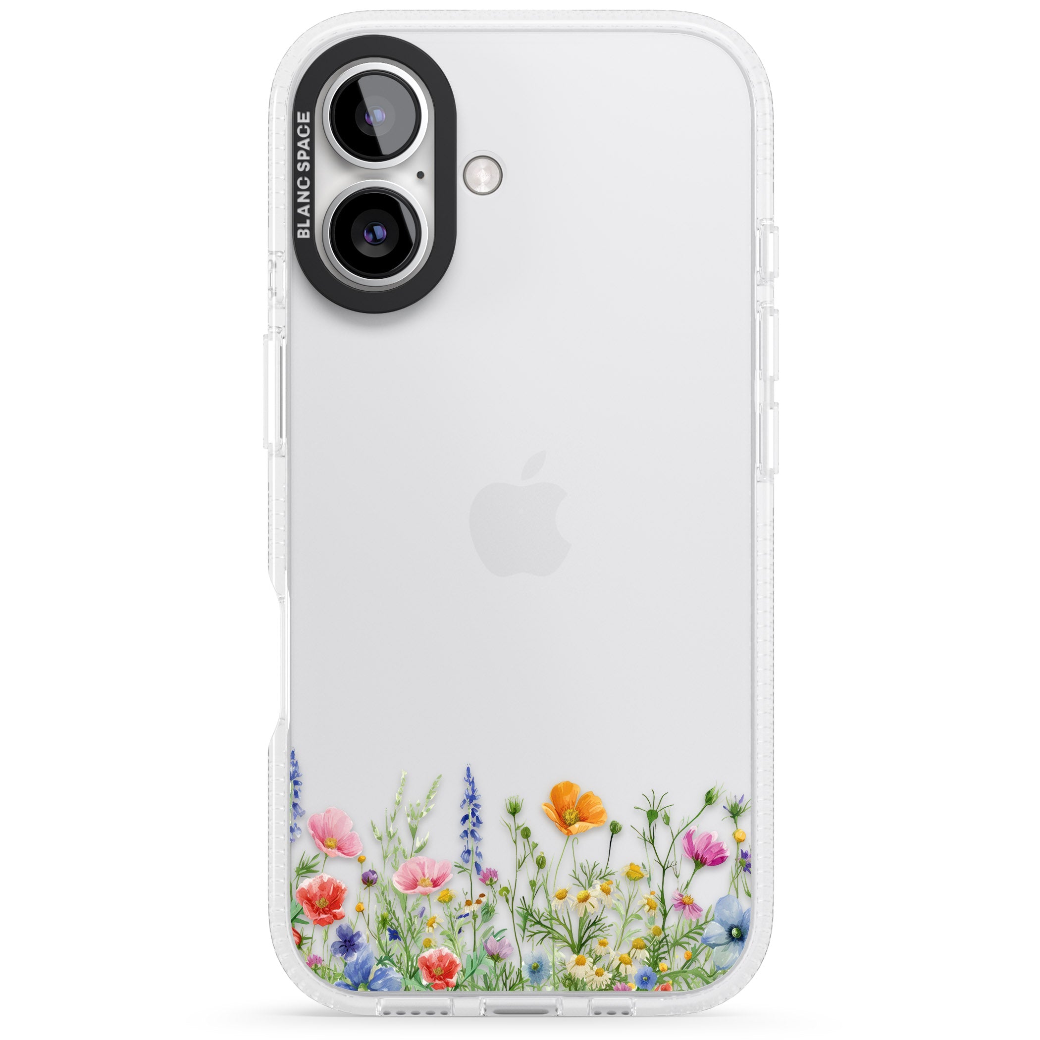 Minimal Wildflowers iPhone 16 / 16 Plus Clear Case Impact Air - Blanc Space