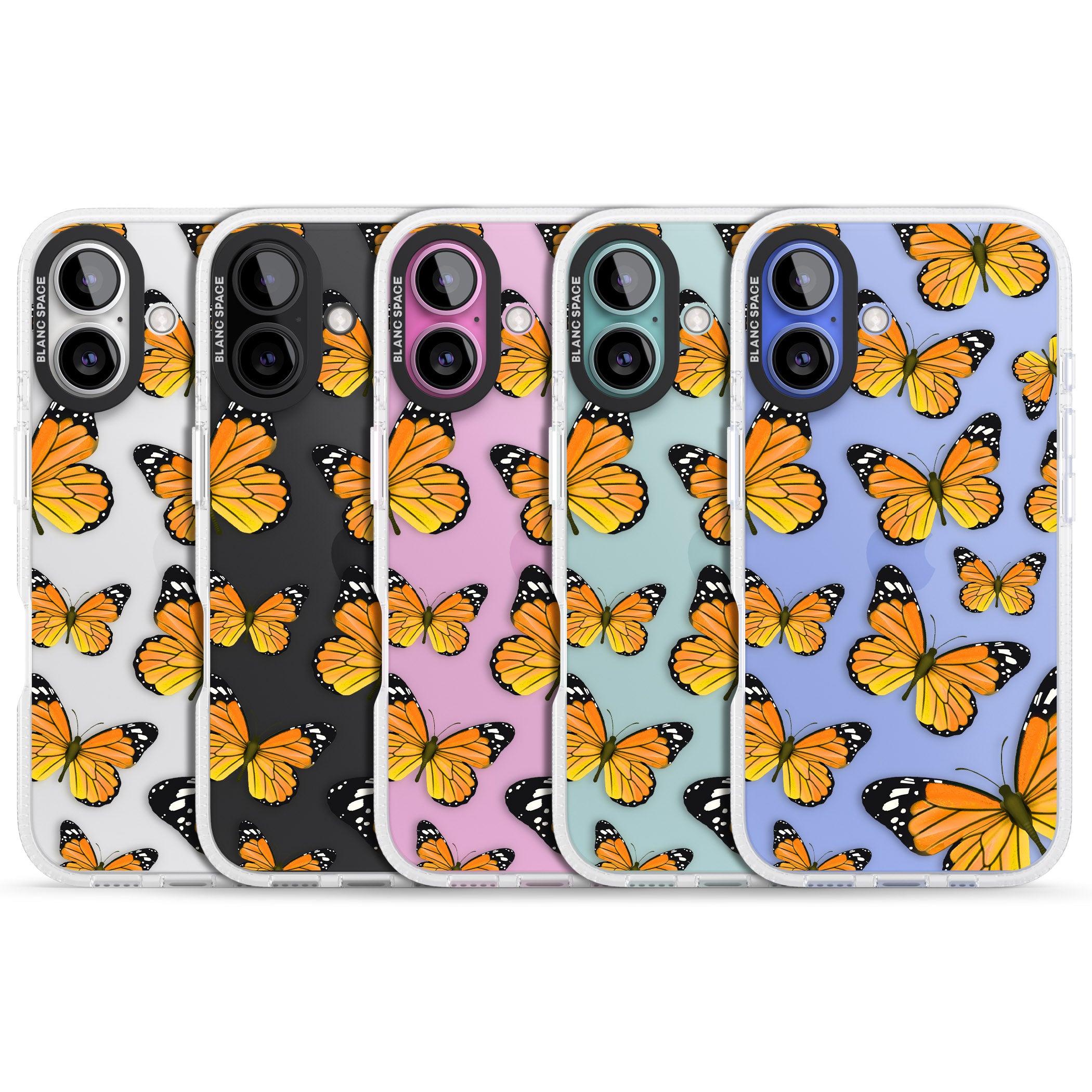 Sun-Yellow Butterflies iPhone 16 / 16 Plus Clear Case Impact Air - Blanc Space